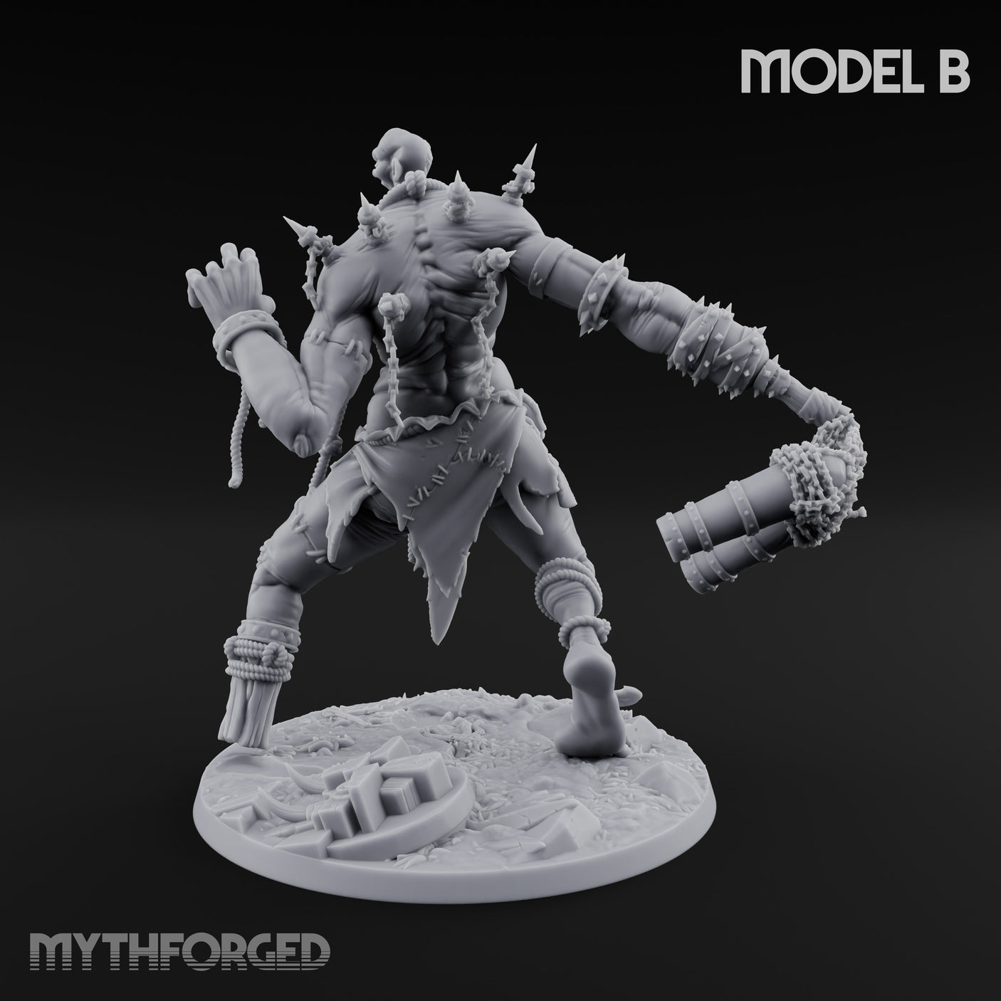 Chain And Trophy Dragging Hill Giant Warrior B Miniature for Dungeons and Dragons, Pathfinder or other TTRPGs