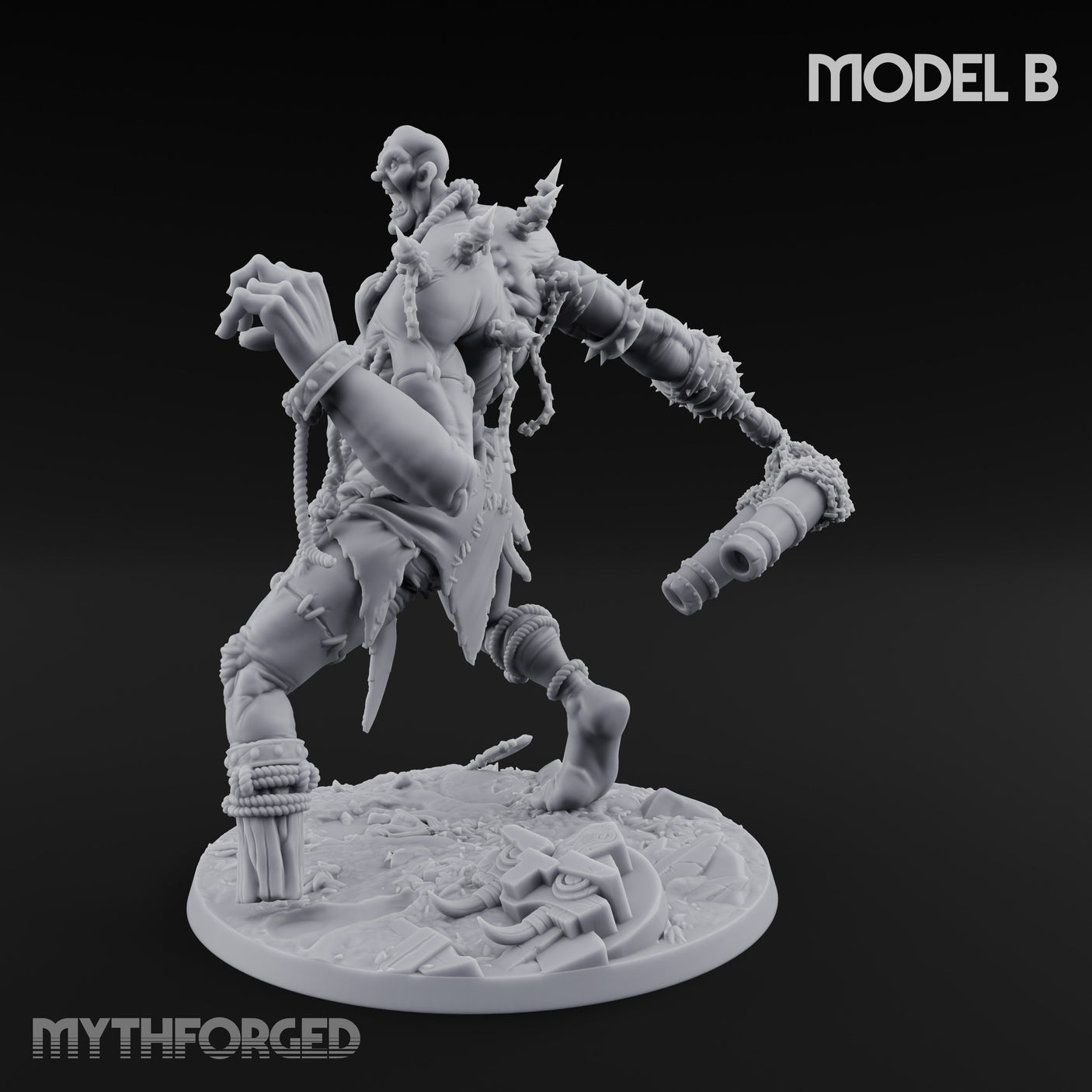 Chain And Trophy Dragging Hill Giant Warrior B Miniature for Dungeons and Dragons, Pathfinder or other TTRPGs
