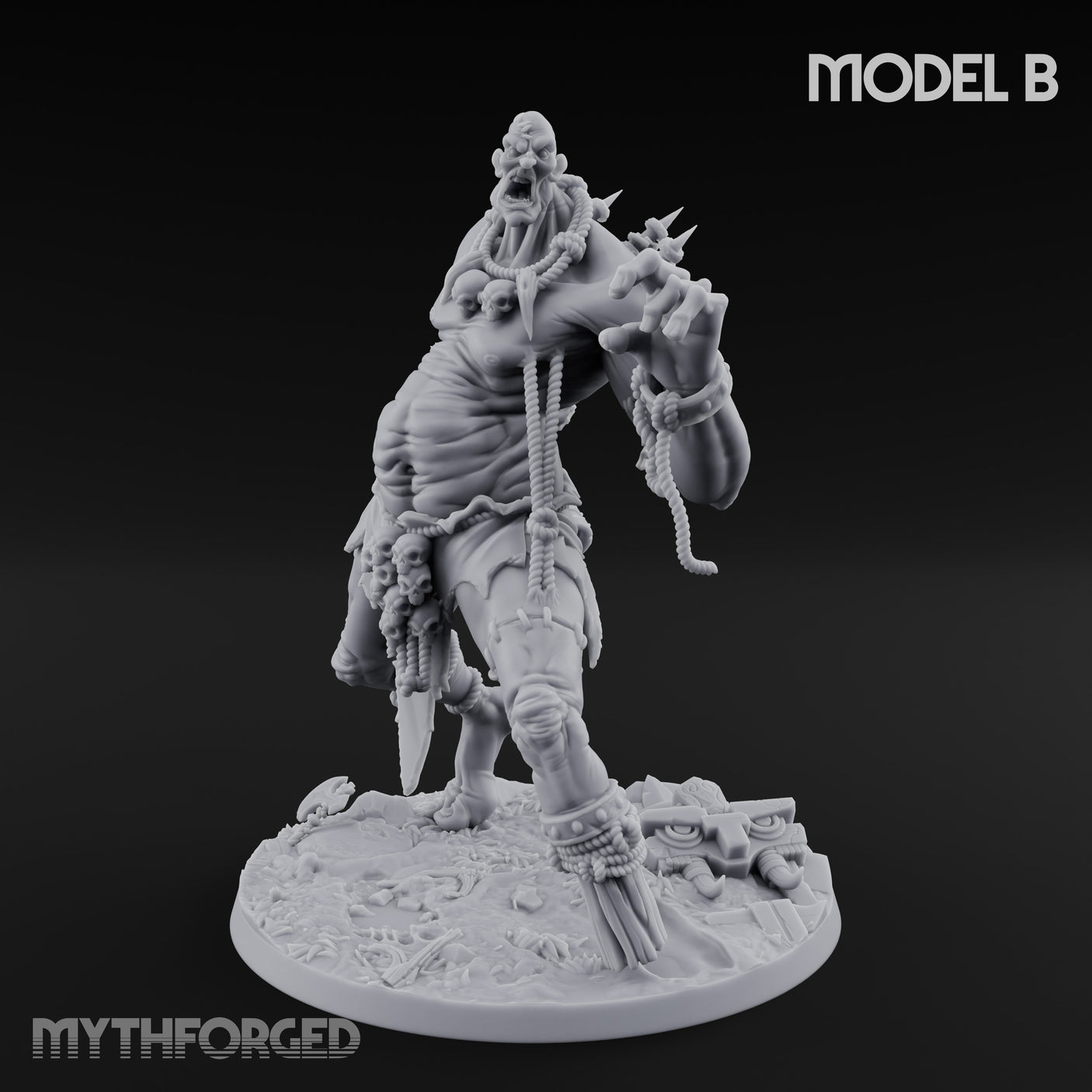 Chain And Trophy Dragging Hill Giant Warrior B Miniature for Dungeons and Dragons, Pathfinder or other TTRPGs