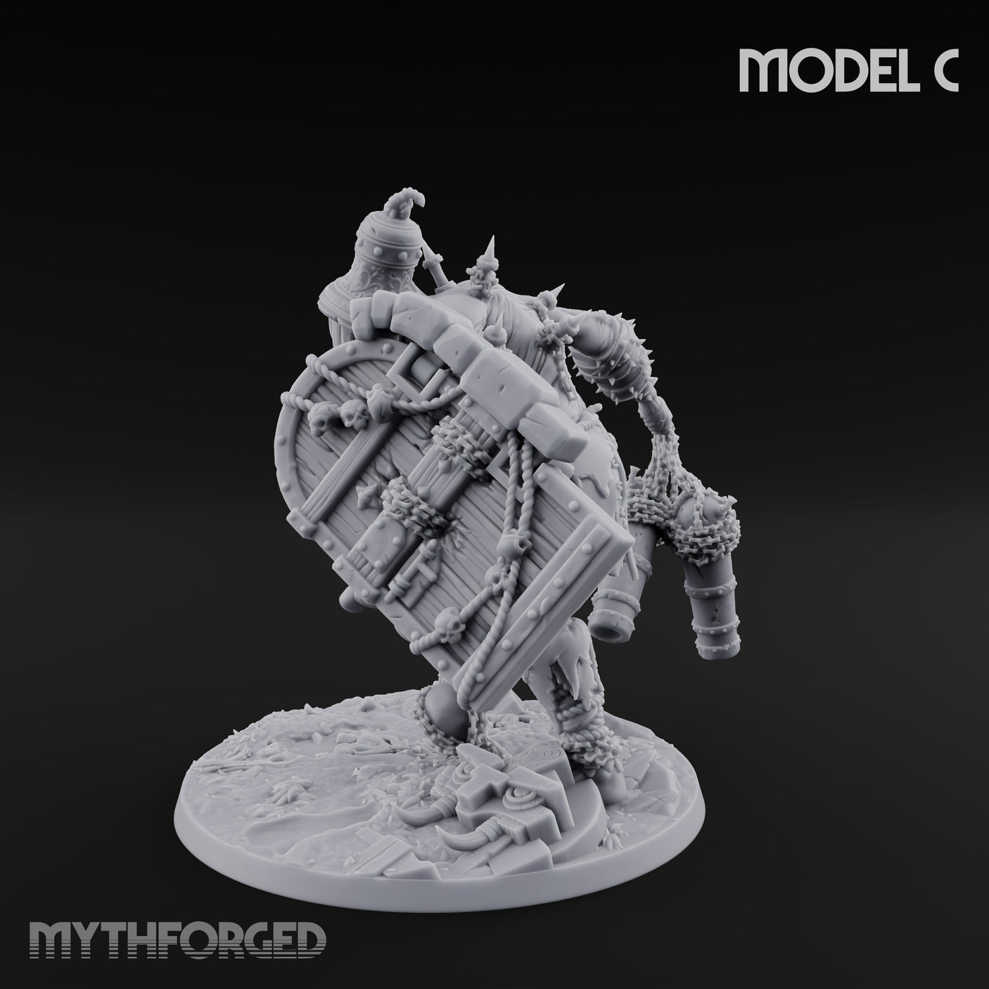 Chain And Trophy Dragging Hill Giant Warrior C Miniature for Dungeons and Dragons, Pathfinder or other TTRPGs
