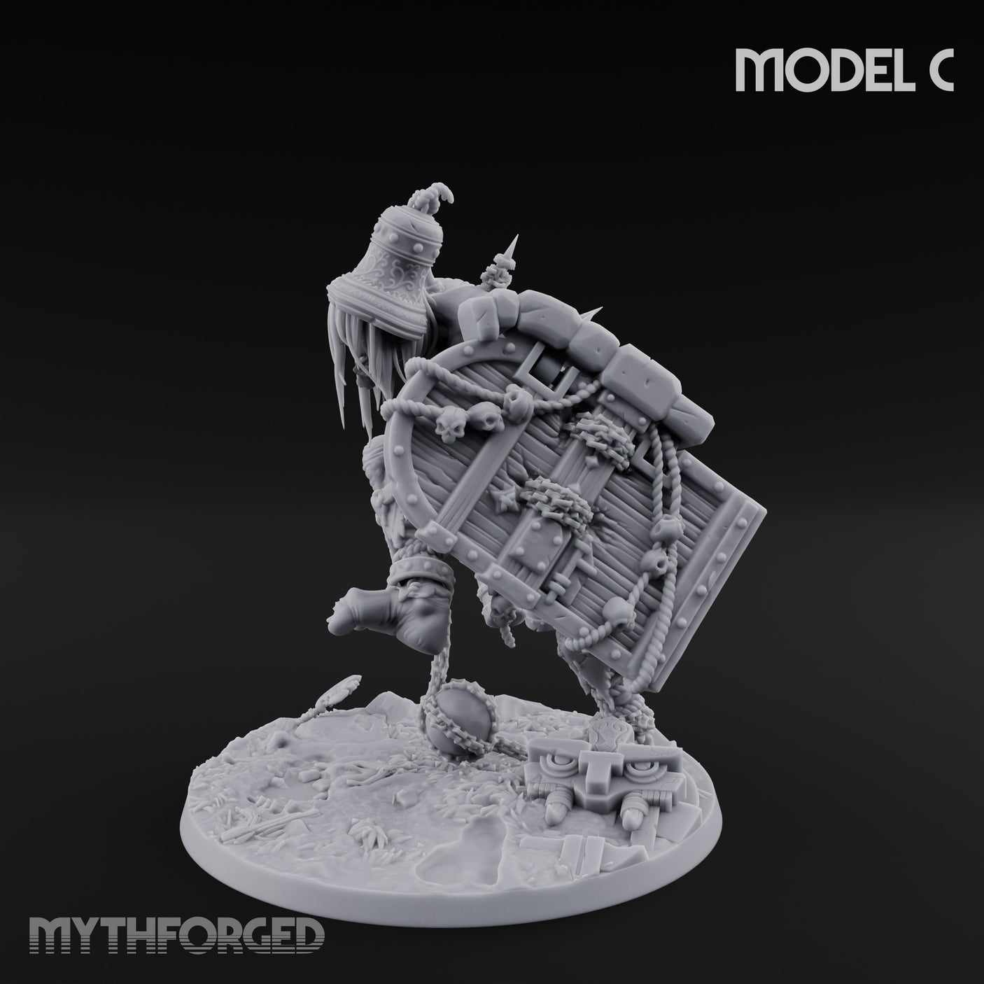 Chain And Trophy Dragging Hill Giant Warrior C Miniature for Dungeons and Dragons, Pathfinder or other TTRPGs
