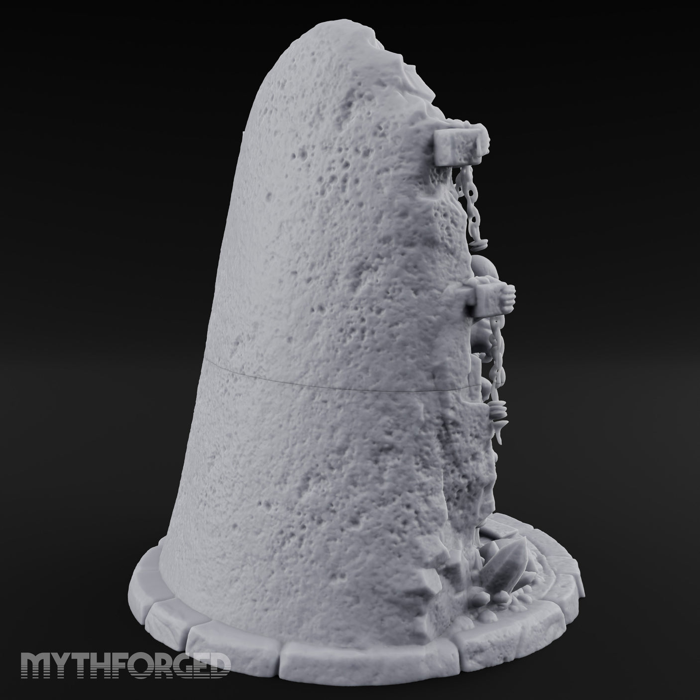 Chain-Bound Bone-Strewn Skeleton Rock Shrine Miniature for Dungeons and Dragons, Pathfinder or other TTRPGs