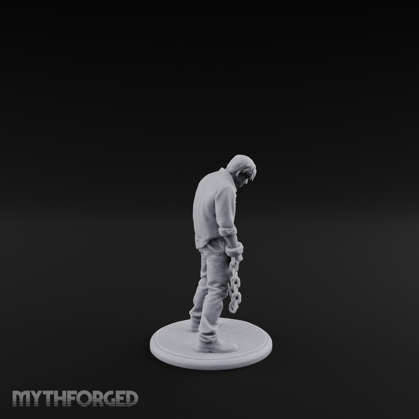 Chain Dragging Human Prisoner Miniature for Dungeons and Dragons, Pathfinder or other TTRPGs