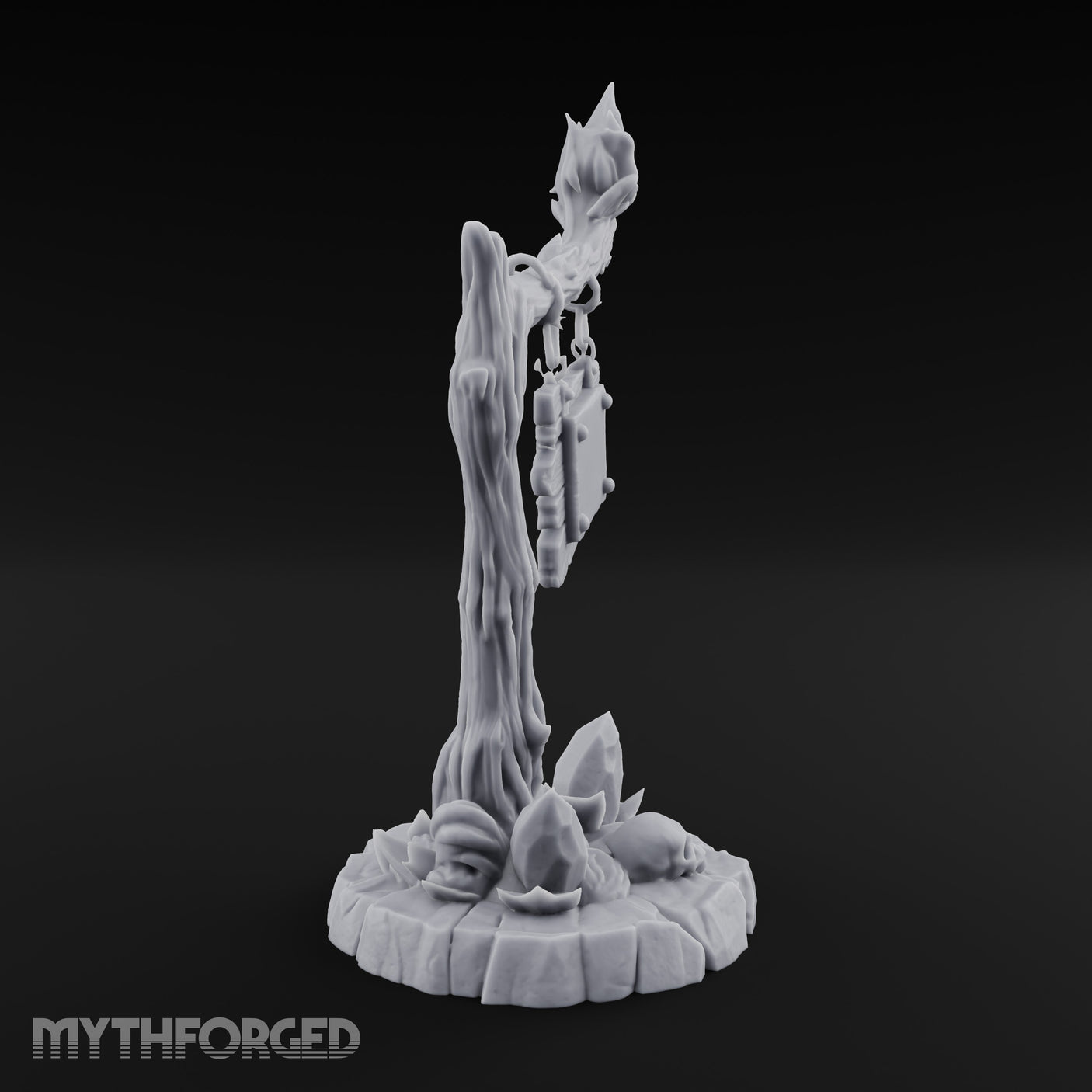 Chain-Hung Skull-Littered Dead Tree Notice Board Miniature for Dungeons and Dragons, Pathfinder or other TTRPGs