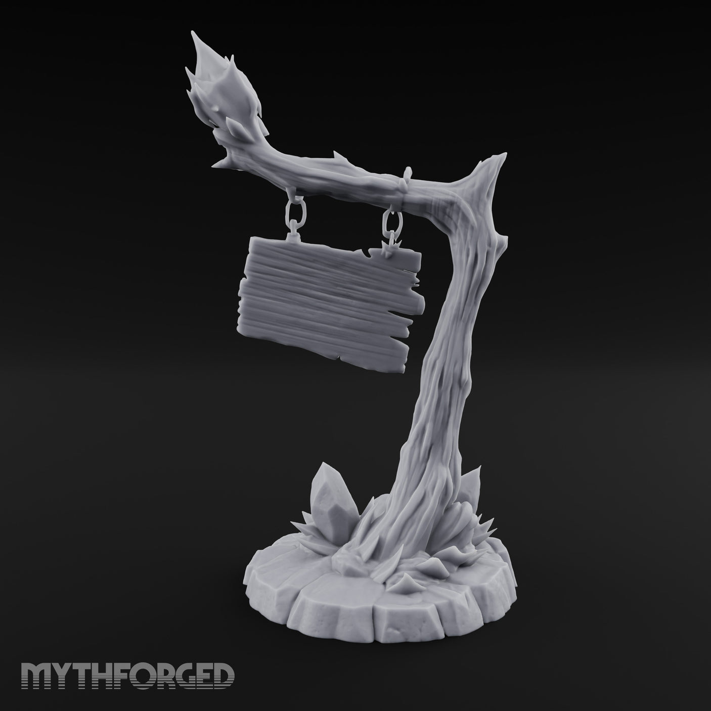 Chain-Hung Skull-Littered Dead Tree Notice Board Miniature for Dungeons and Dragons, Pathfinder or other TTRPGs