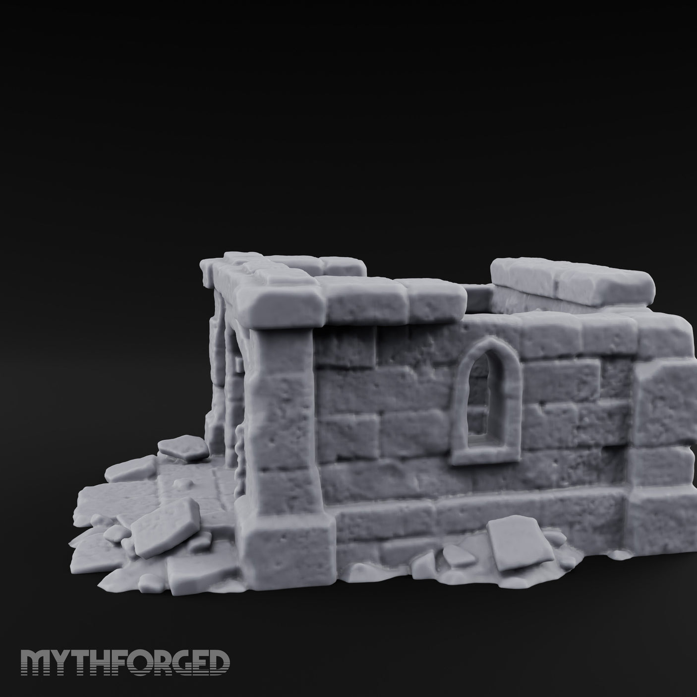 Chain-Locked Rubble-Strewn Dungeon Portcullis Wall Miniature for Dungeons and Dragons, Pathfinder or other TTRPGs