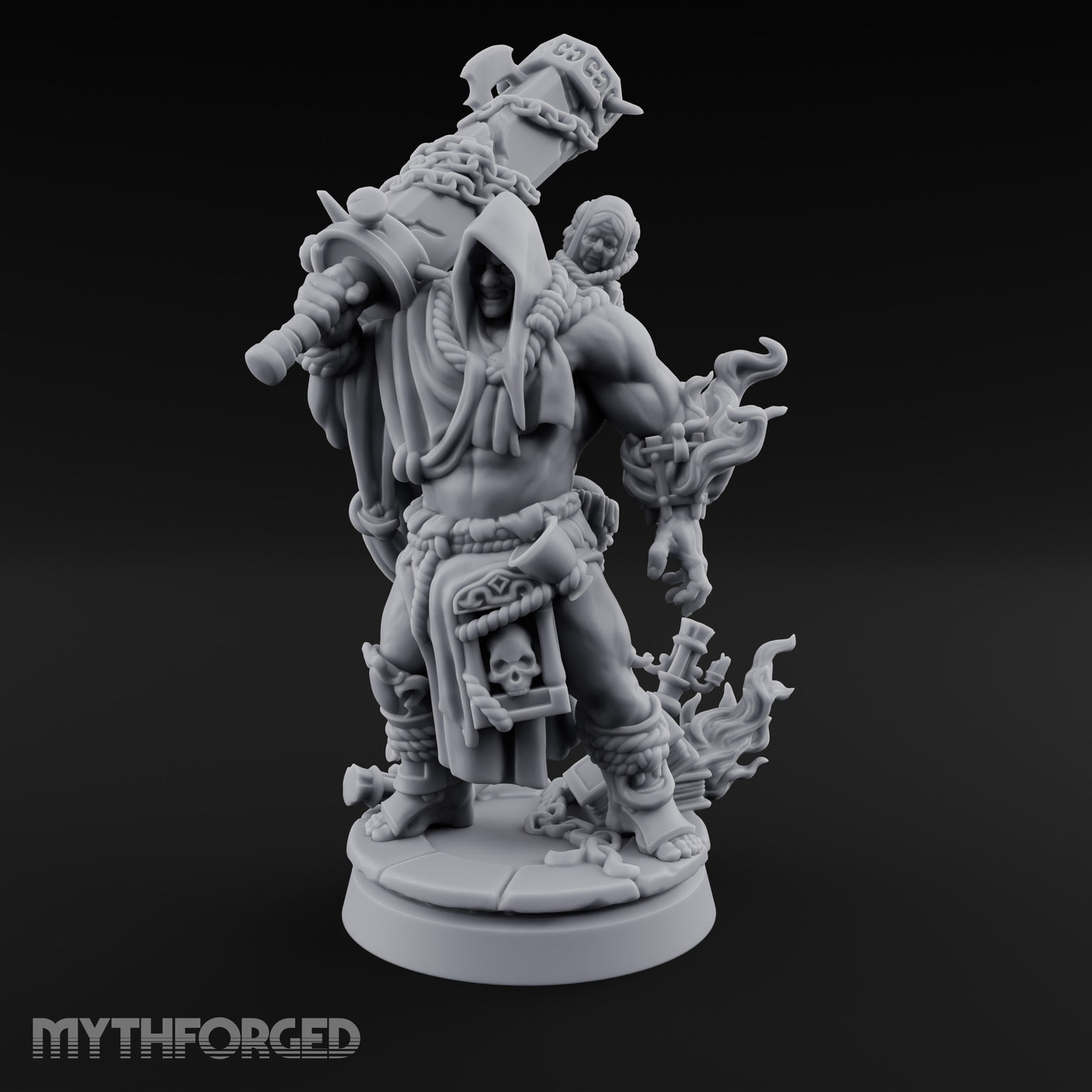 Chain Wrapped Crushing Human Monk Miniature for Dungeons and Dragons, Pathfinder or other TTRPGs