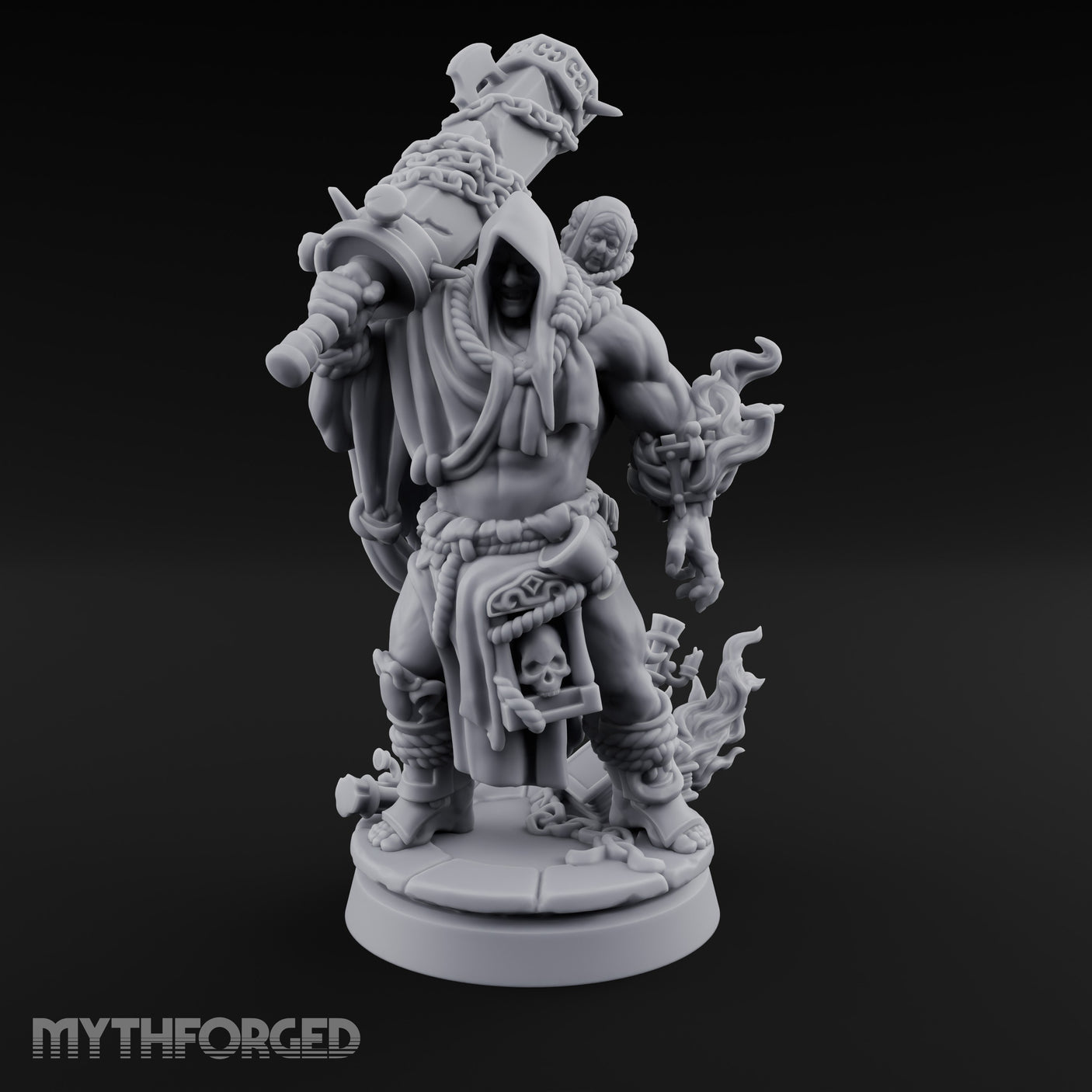 Chain Wrapped Crushing Human Monk Miniature for Dungeons and Dragons, Pathfinder or other TTRPGs