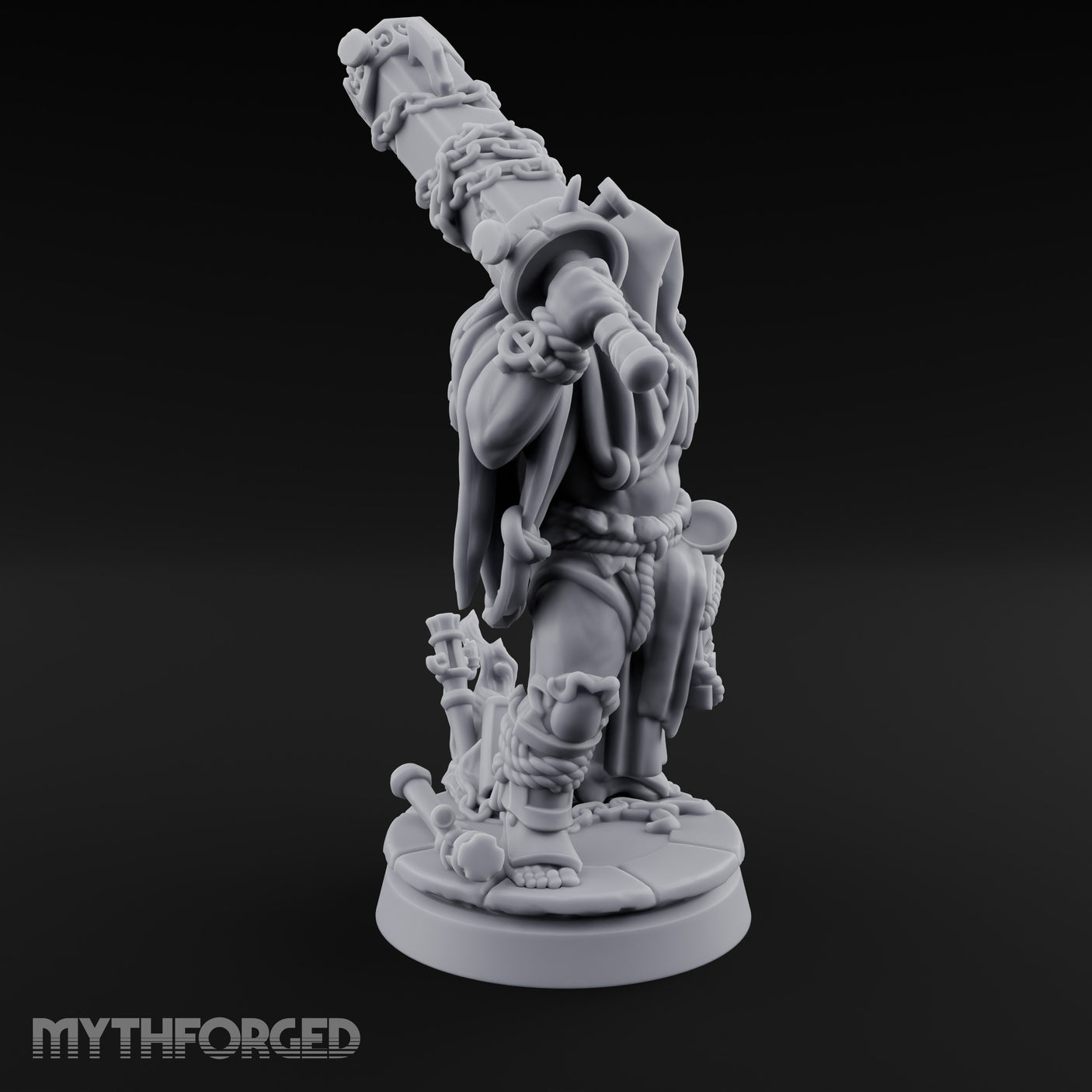 Chain Wrapped Crushing Human Monk Miniature for Dungeons and Dragons, Pathfinder or other TTRPGs
