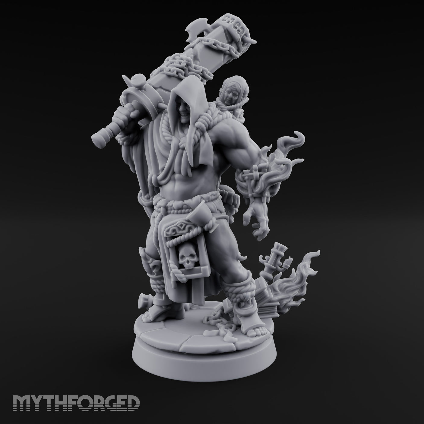 Chain Wrapped Crushing Human Monk Miniature for Dungeons and Dragons, Pathfinder or other TTRPGs