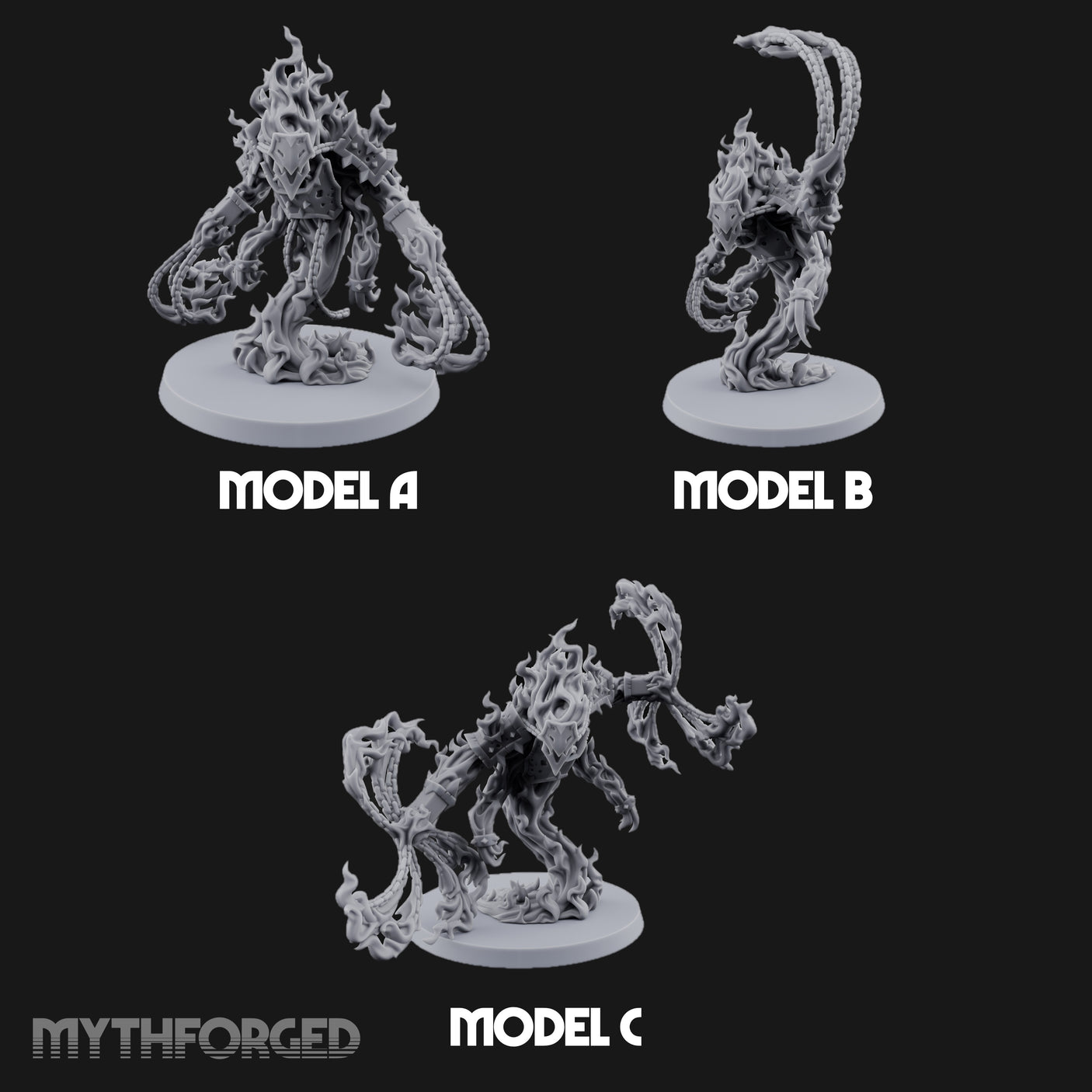 Chain Flailing Chained Elementals Miniature for Dungeons and Dragons, Pathfinder or other TTRPGs
