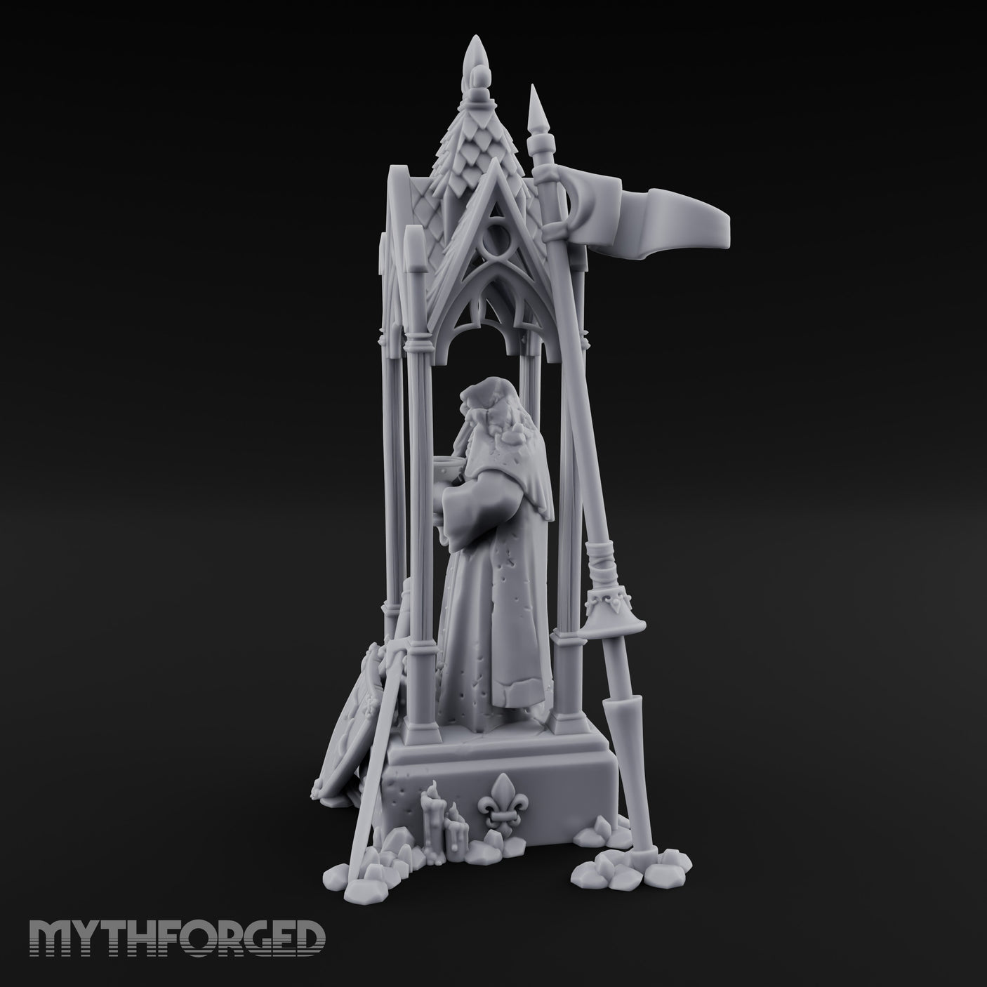 Chalice-Bearing Gothic-Spired Lady Shrine Miniature for Dungeons and Dragons, Pathfinder or other TTRPGs