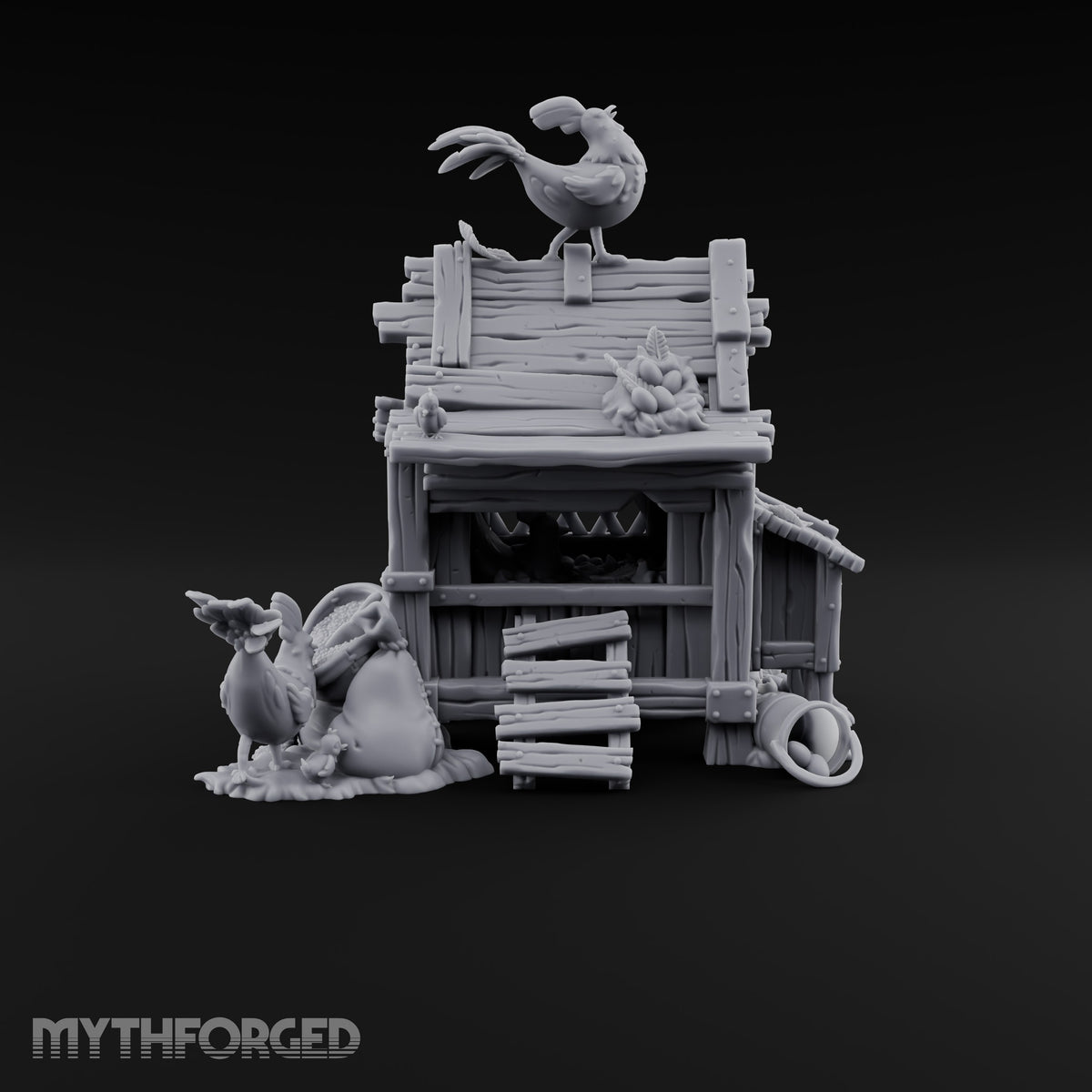 Rooster-Topped Chicken Coop