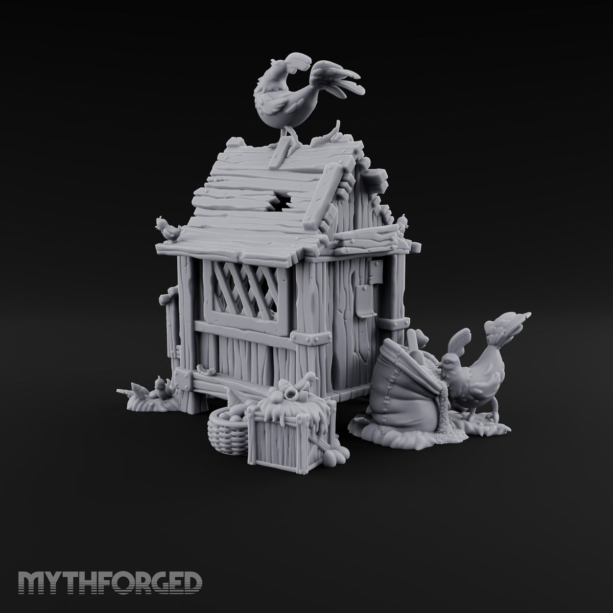 Rooster-Topped Chicken Coop