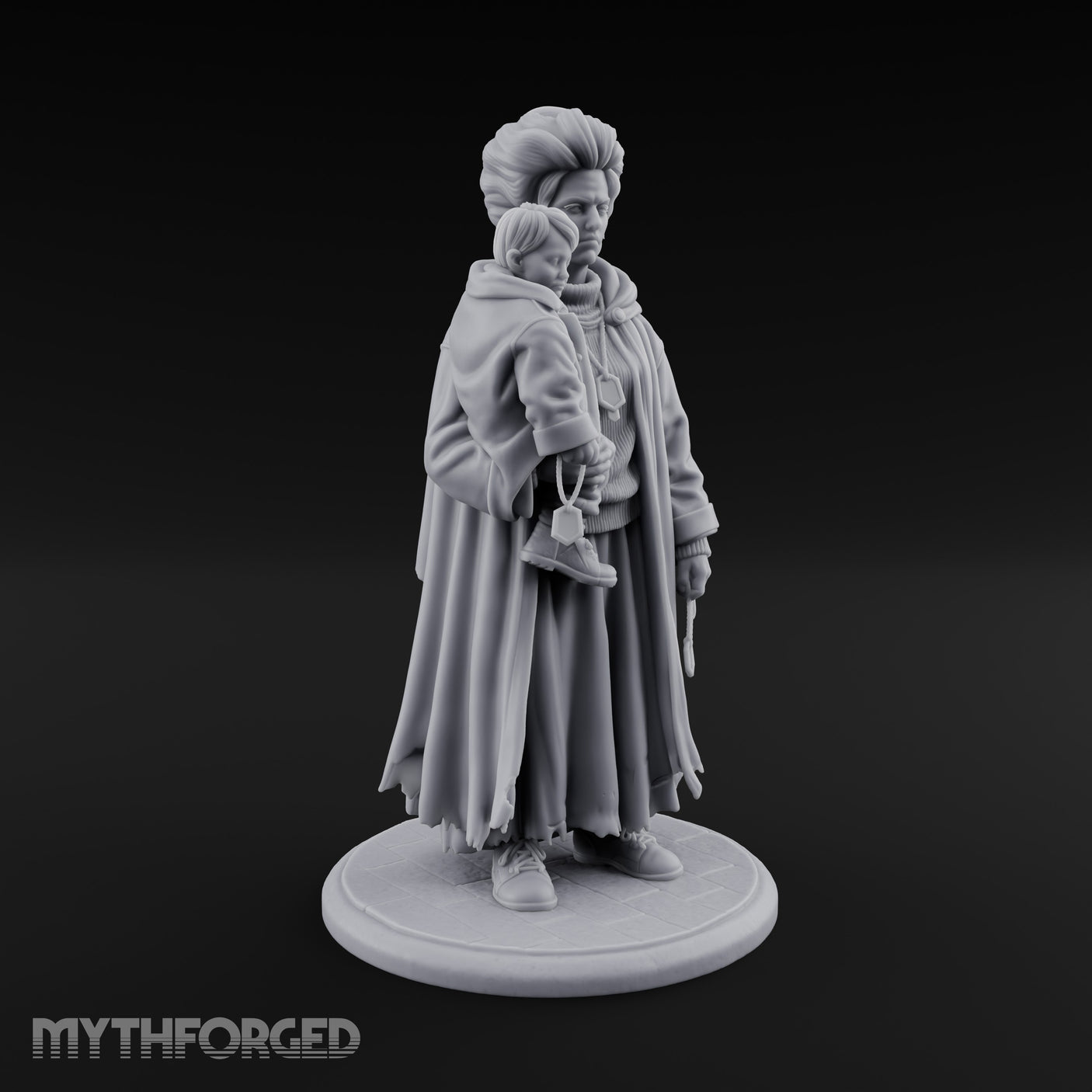 Child Cradling Human Cultist Miniature for Dungeons and Dragons, Pathfinder or other TTRPGs