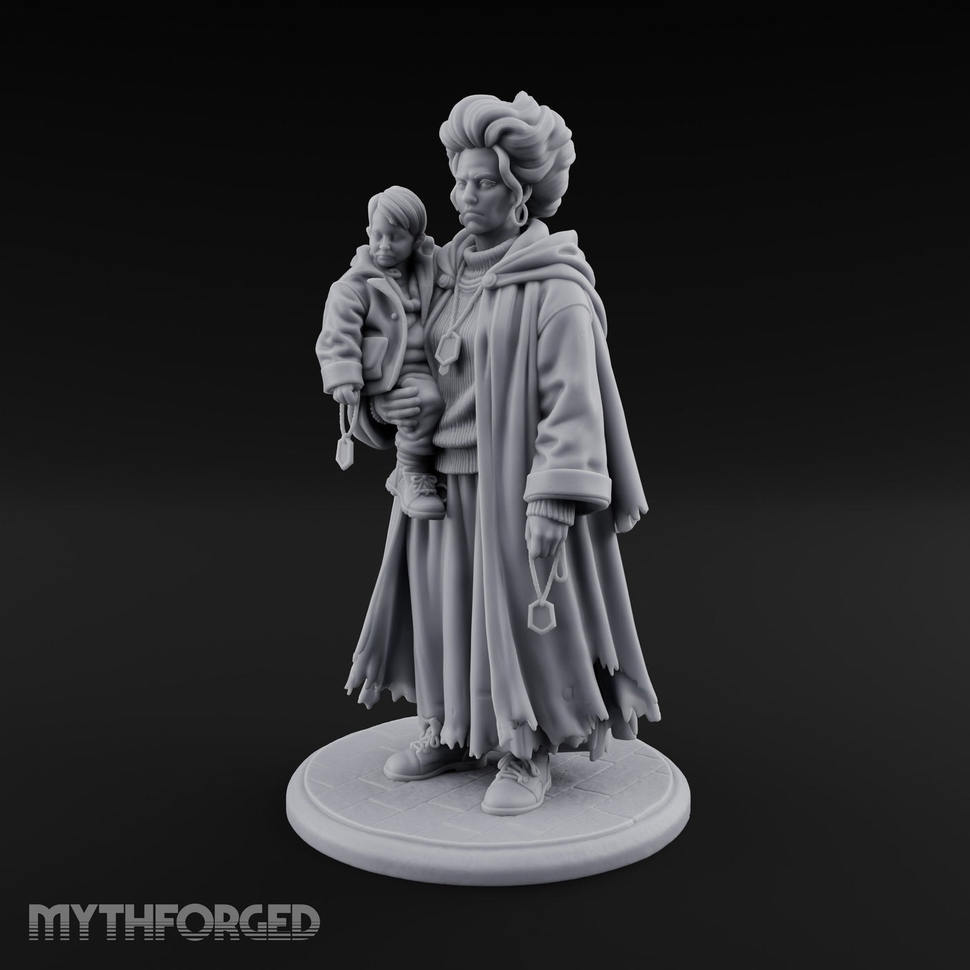 Child Cradling Human Cultist Miniature for Dungeons and Dragons, Pathfinder or other TTRPGs