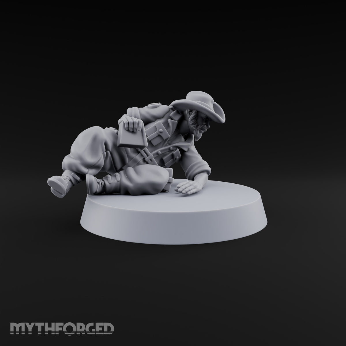 Flat Out, Eyes Down Human Prone Anti-Tank Rifle Crewman B