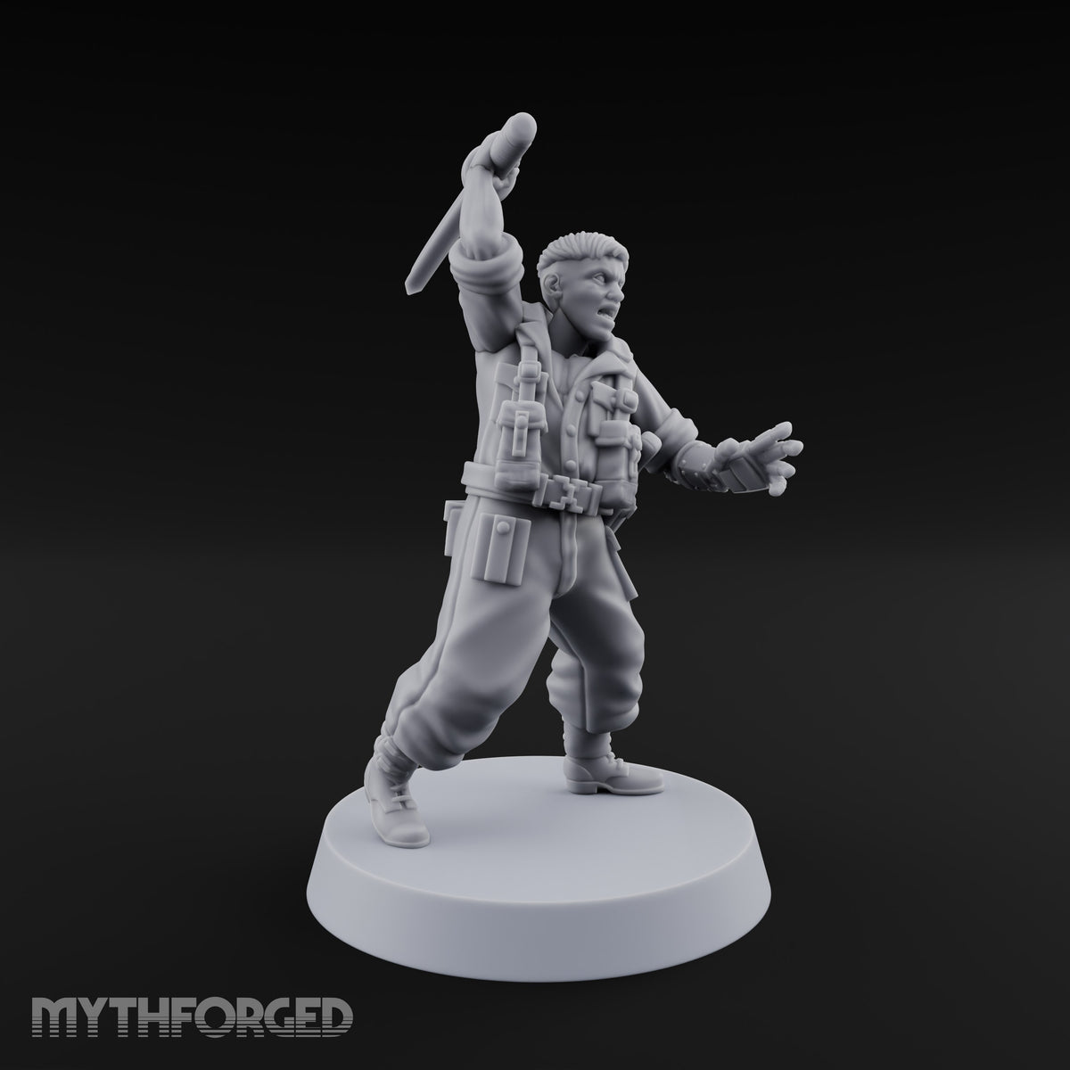 Steel Arm, Stolen Blade Human Officer with Katana and Mechanical Arm — Mechanical