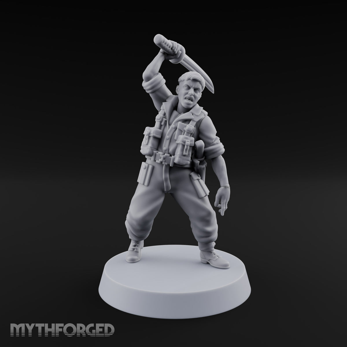 Steel Arm, Stolen Blade Human Officer with Katana and Mechanical Arm — Natural