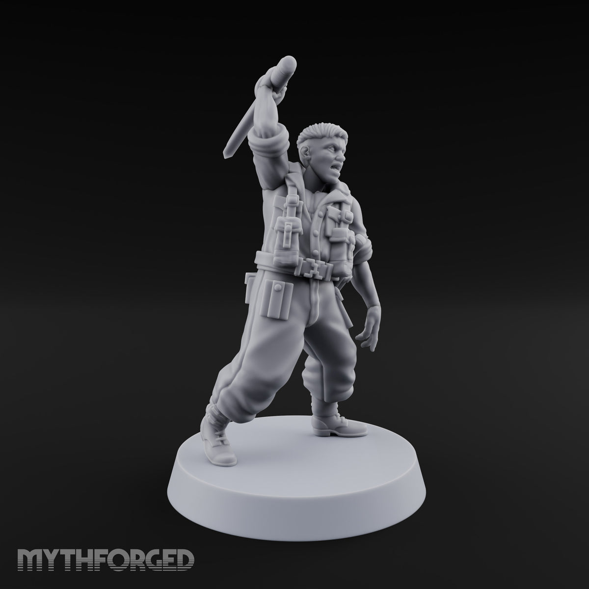 Steel Arm, Stolen Blade Human Officer with Katana and Mechanical Arm — Natural