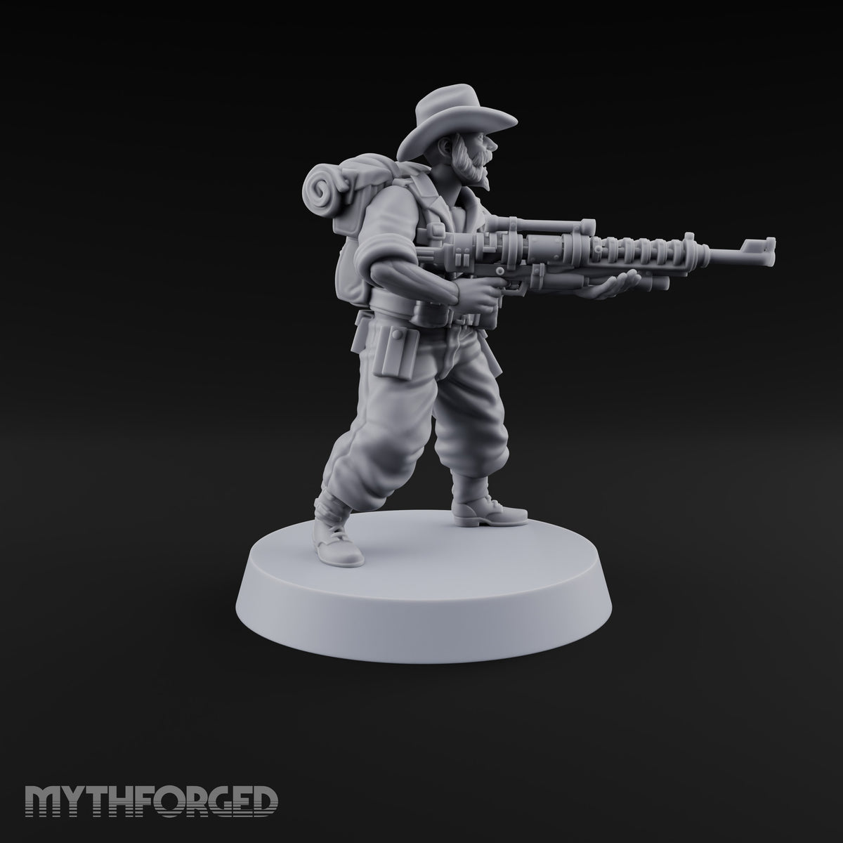 Beards Bristling, Rifles Humming Human Heavy Tesla Rifle Soldiers — D
