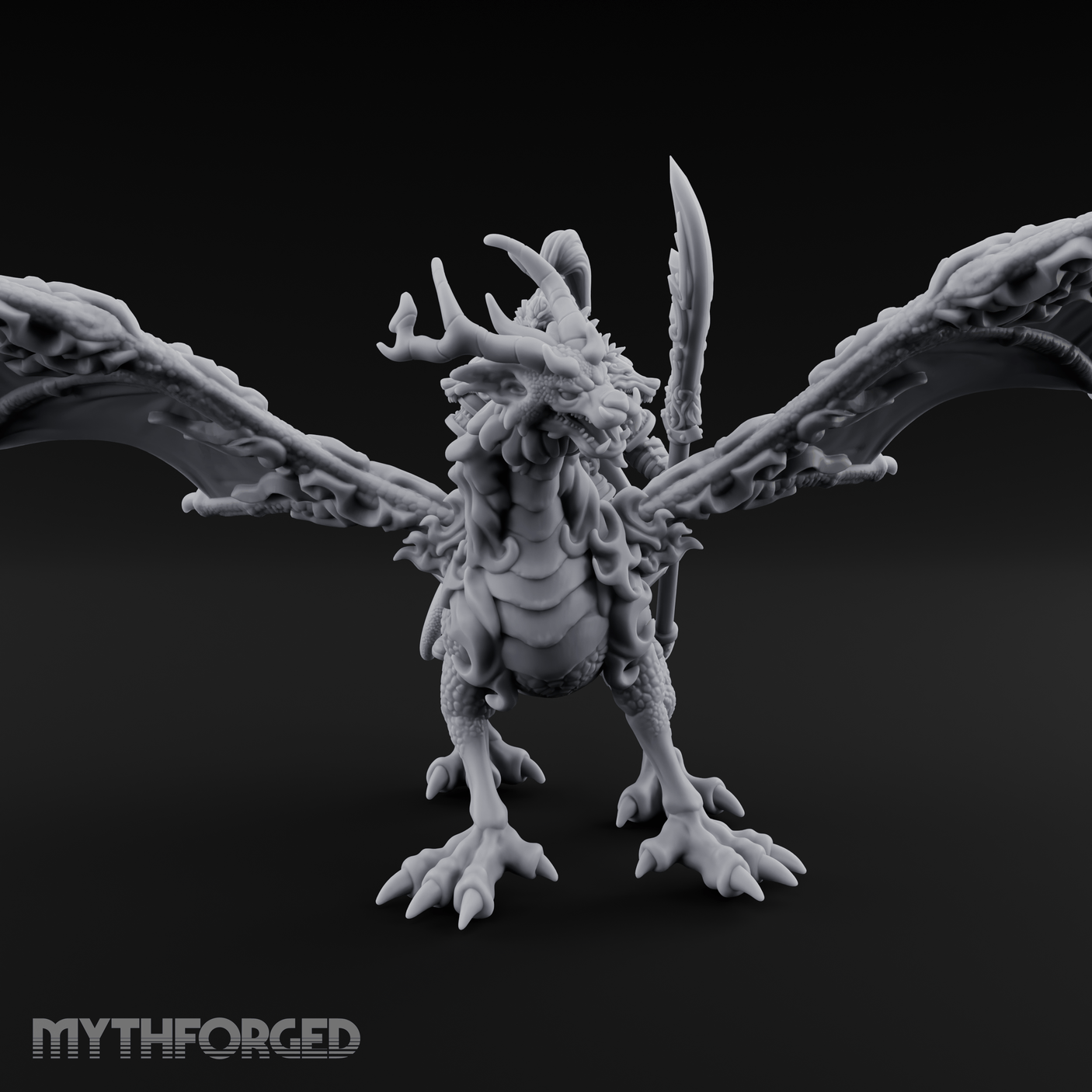 Wings Spread Wide Chinese Dragon Warlord Miniature for Dungeons and Dragons, Pathfinder or other TTRPGs