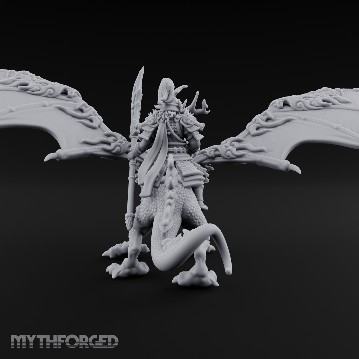 Wings Spread Wide Chinese Dragon Warlord Miniature for Dungeons and Dragons, Pathfinder or other TTRPGs