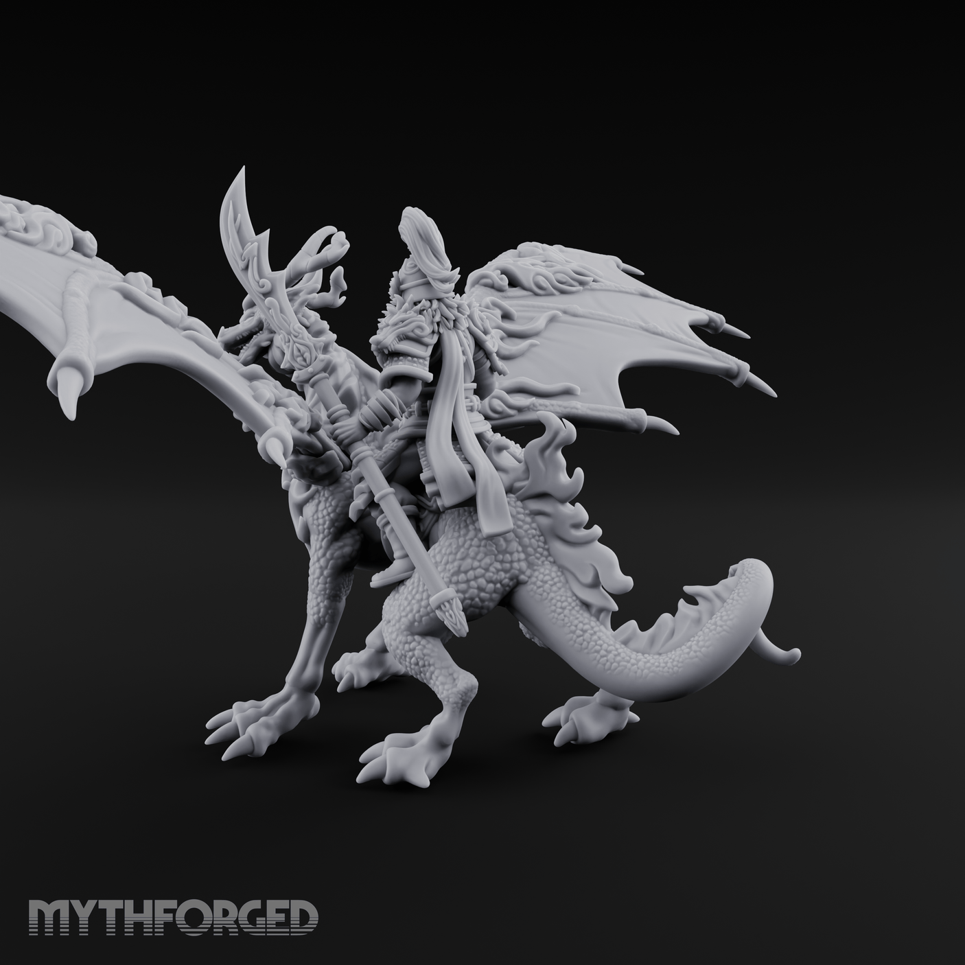 Wings Spread Wide Chinese Dragon Warlord Miniature for Dungeons and Dragons, Pathfinder or other TTRPGs