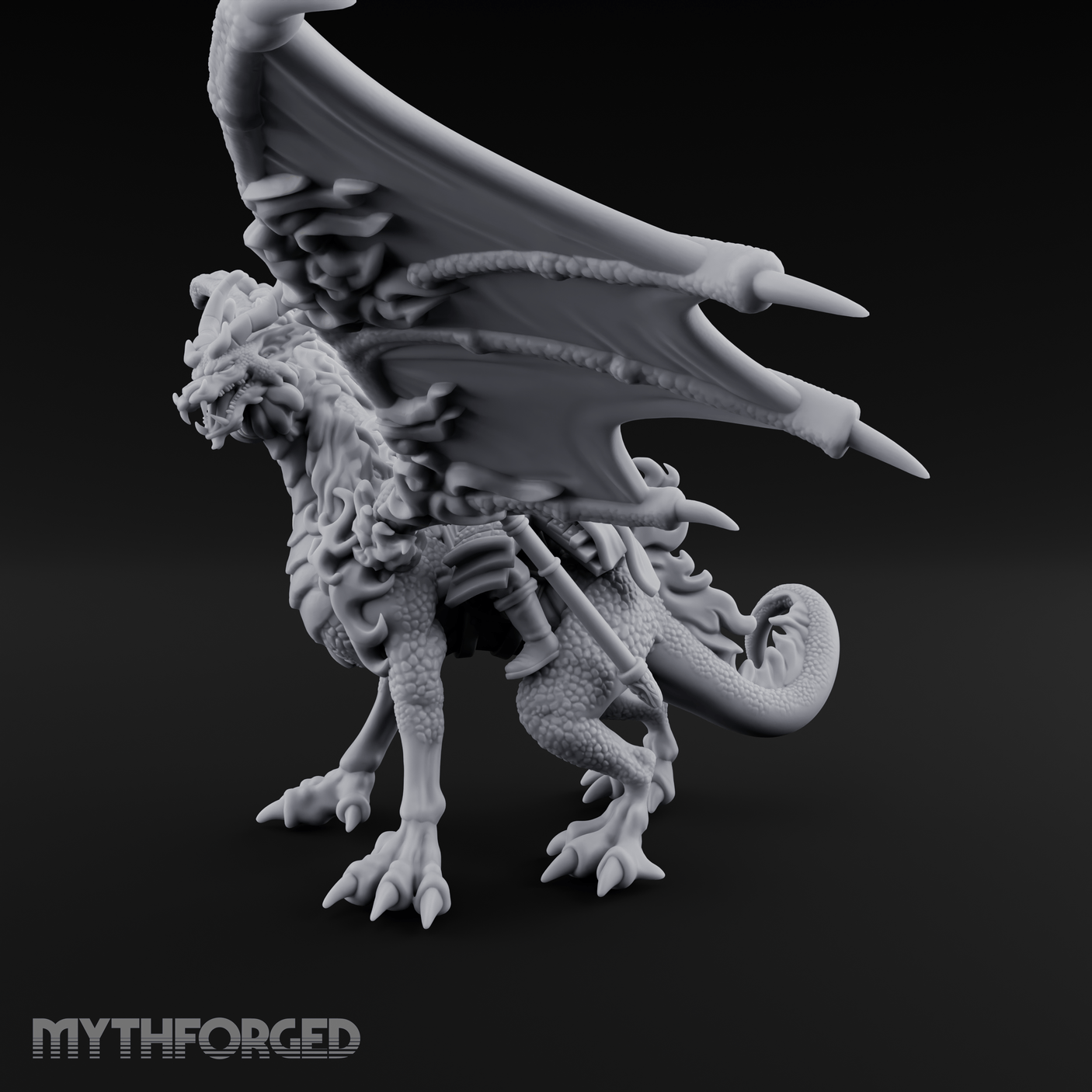 Wings Spread Wide Chinese Dragon Warlord Miniature for Dungeons and Dragons, Pathfinder or other TTRPGs