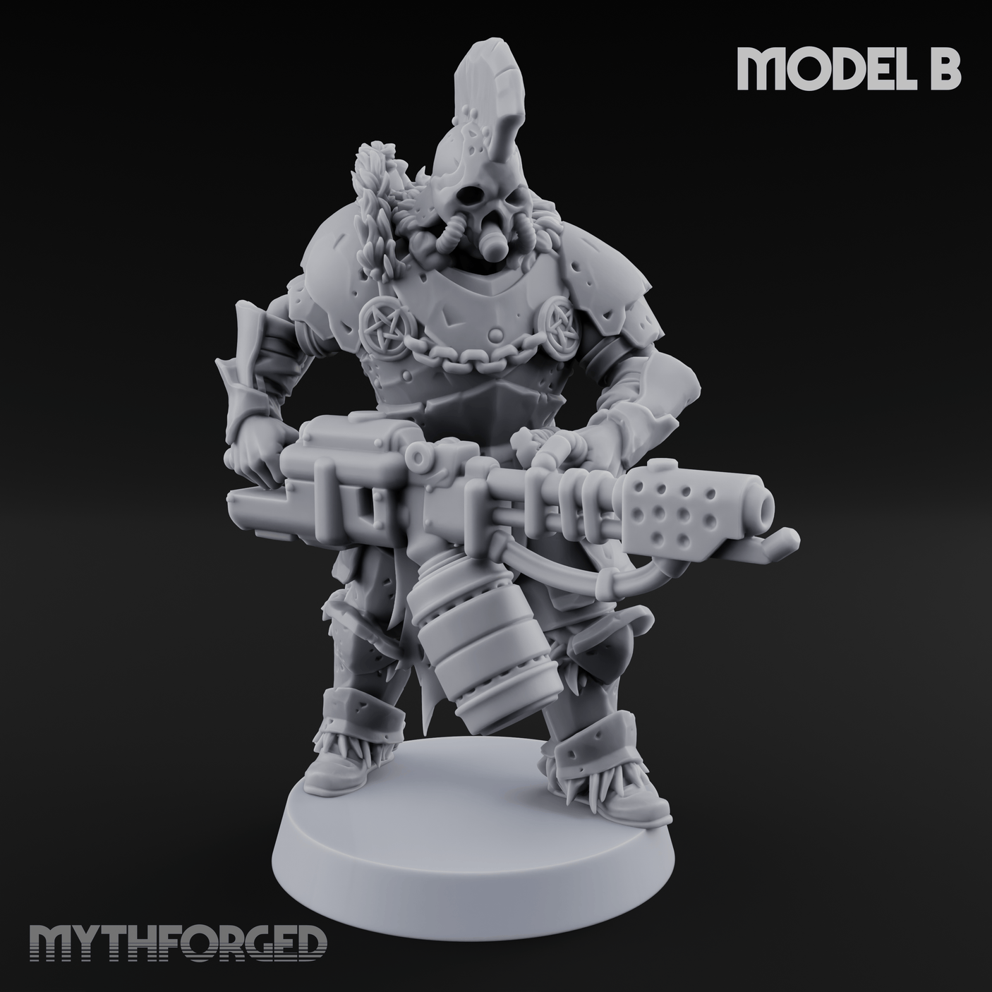Skull Power Armored Space Warriors Miniature for Dungeons and Dragons, Pathfinder or other TTRPGs
