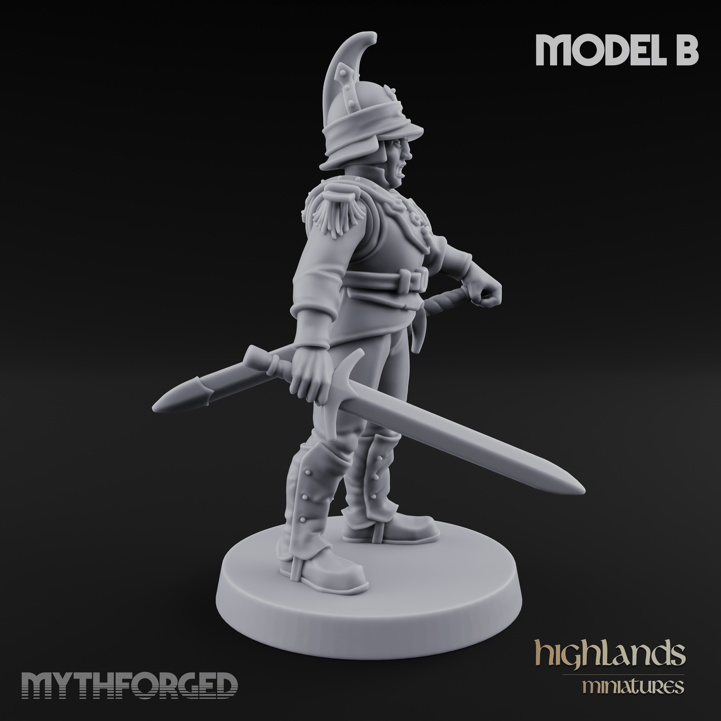 Plume Standing Proud Human Guards B Miniature for Dungeons and Dragons, Pathfinder or other TTRPGs