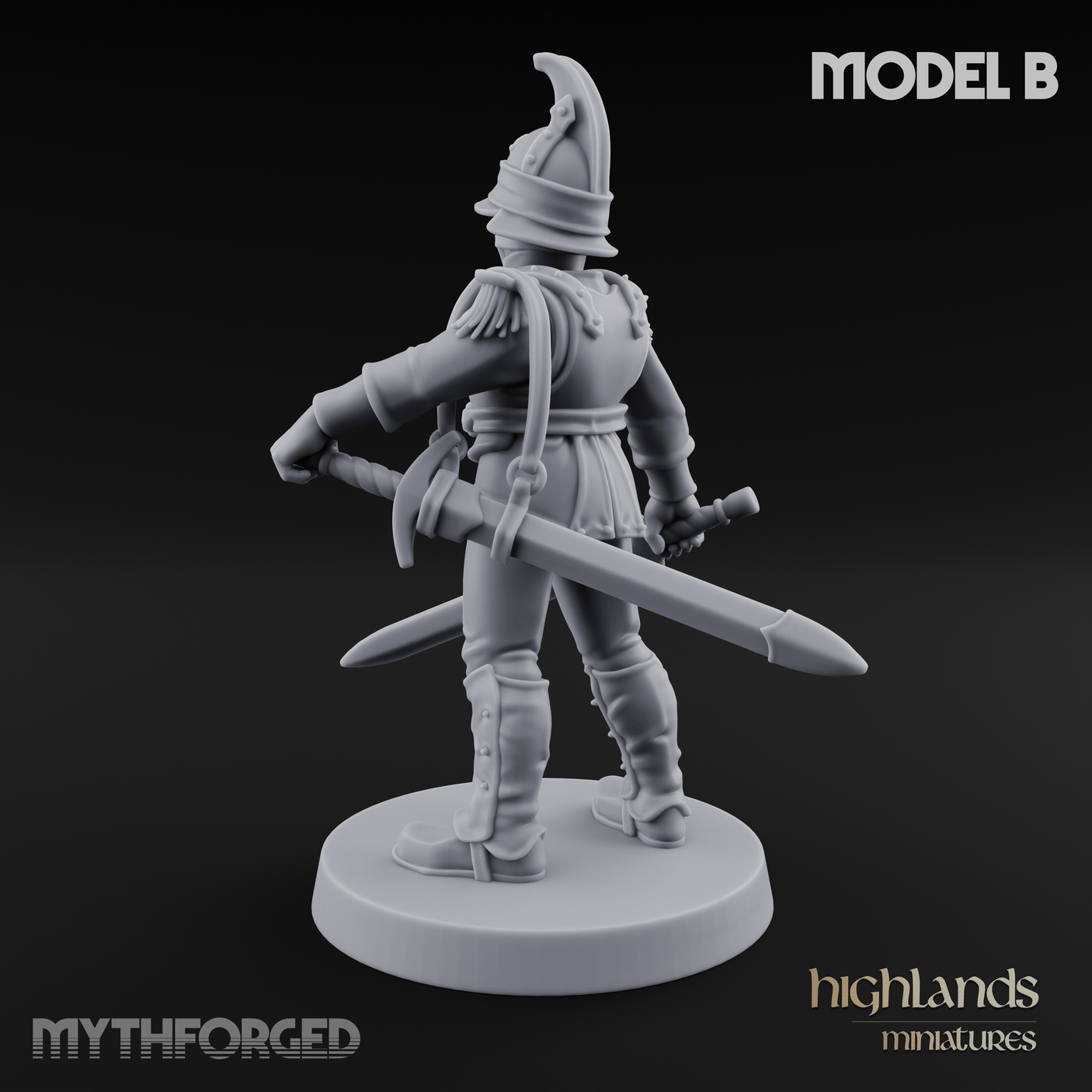 Plume Standing Proud Human Guards B Miniature for Dungeons and Dragons, Pathfinder or other TTRPGs