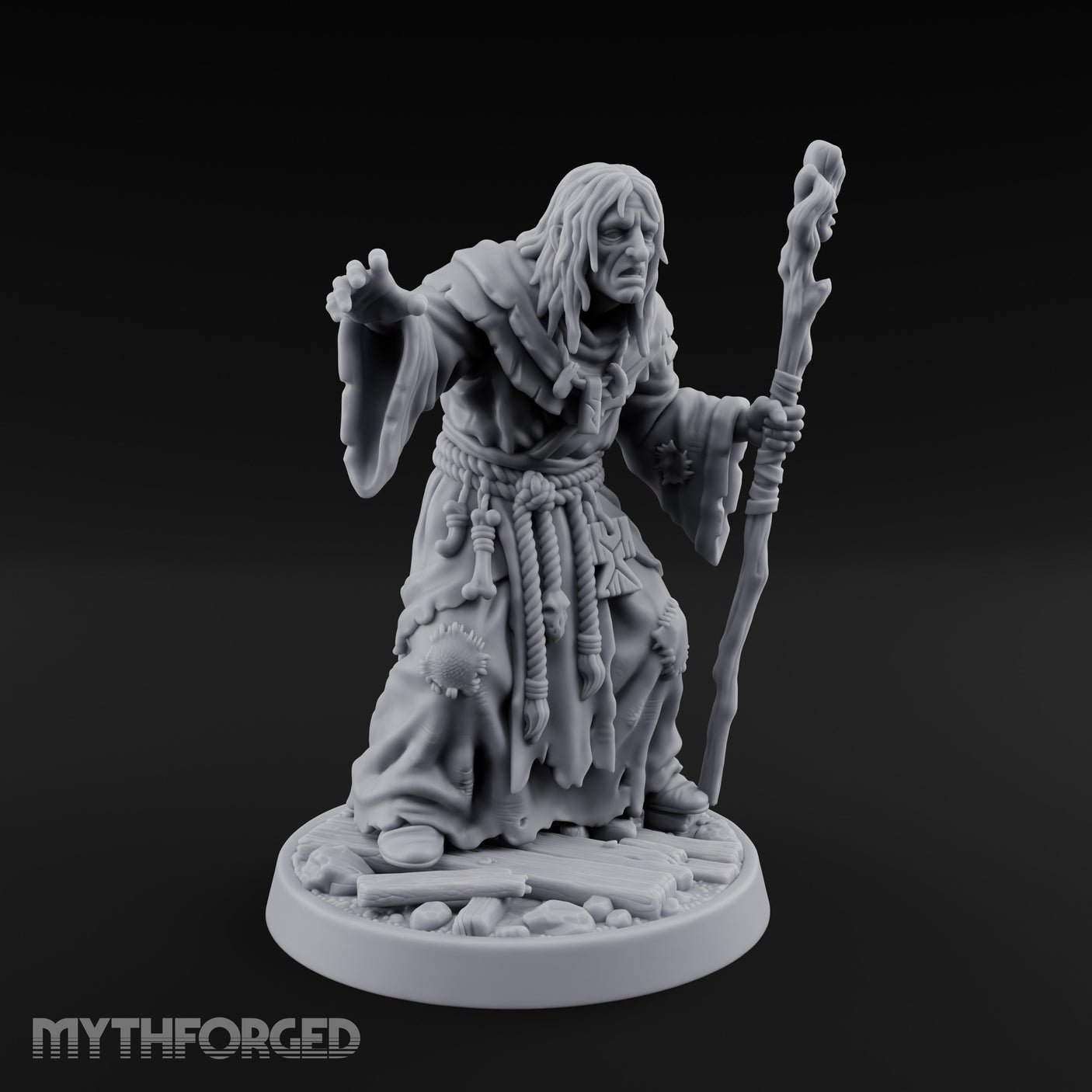 Claw Beckoning Human Swamp Priest Miniature for Dungeons and Dragons, Pathfinder or other TTRPGs