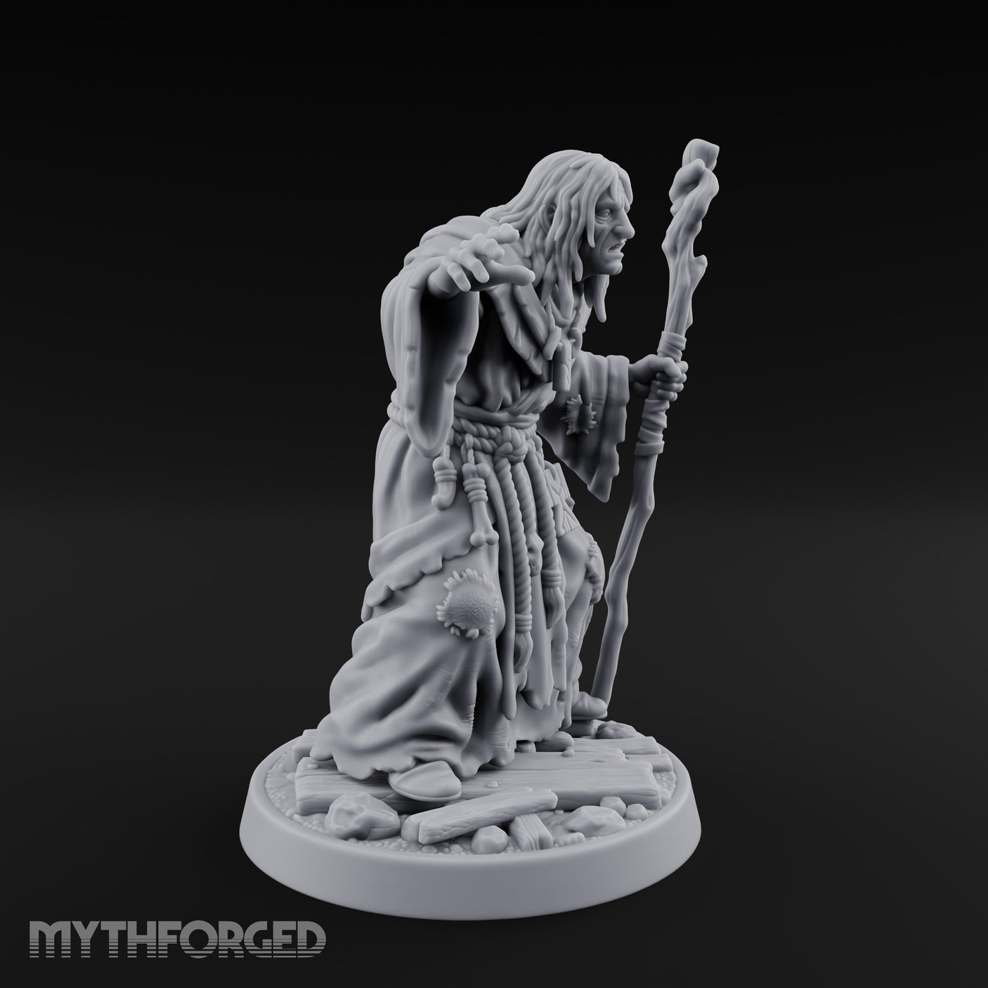 Claw Beckoning Human Swamp Priest Miniature for Dungeons and Dragons, Pathfinder or other TTRPGs