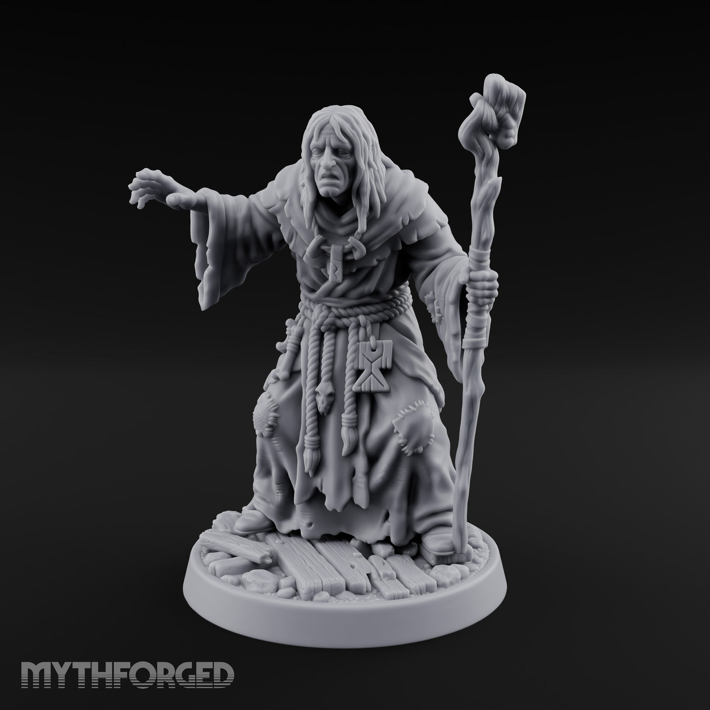 Claw Beckoning Human Swamp Priest Miniature for Dungeons and Dragons, Pathfinder or other TTRPGs