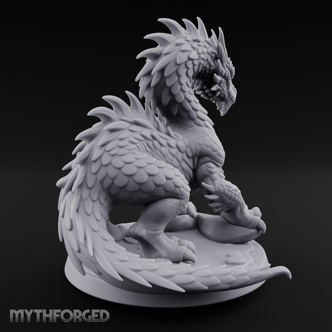 Claw Planting Head Craning Drake Hatchling Miniature for Dungeons and Dragons, Pathfinder or other TTRPGs