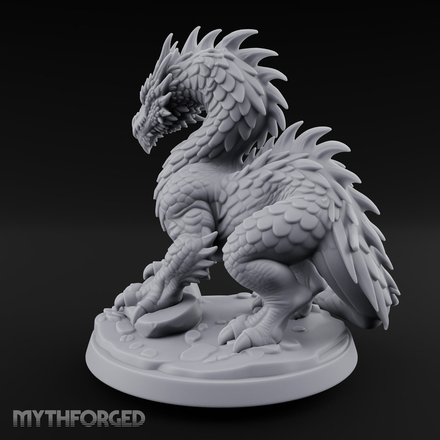 Claw Planting Head Craning Drake Hatchling Miniature for Dungeons and Dragons, Pathfinder or other TTRPGs