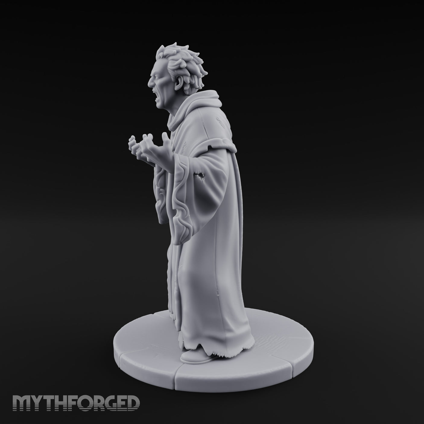 Claw Raising Mouth Screaming Human Fanatic Miniature for Dungeons and Dragons, Pathfinder or other TTRPGs