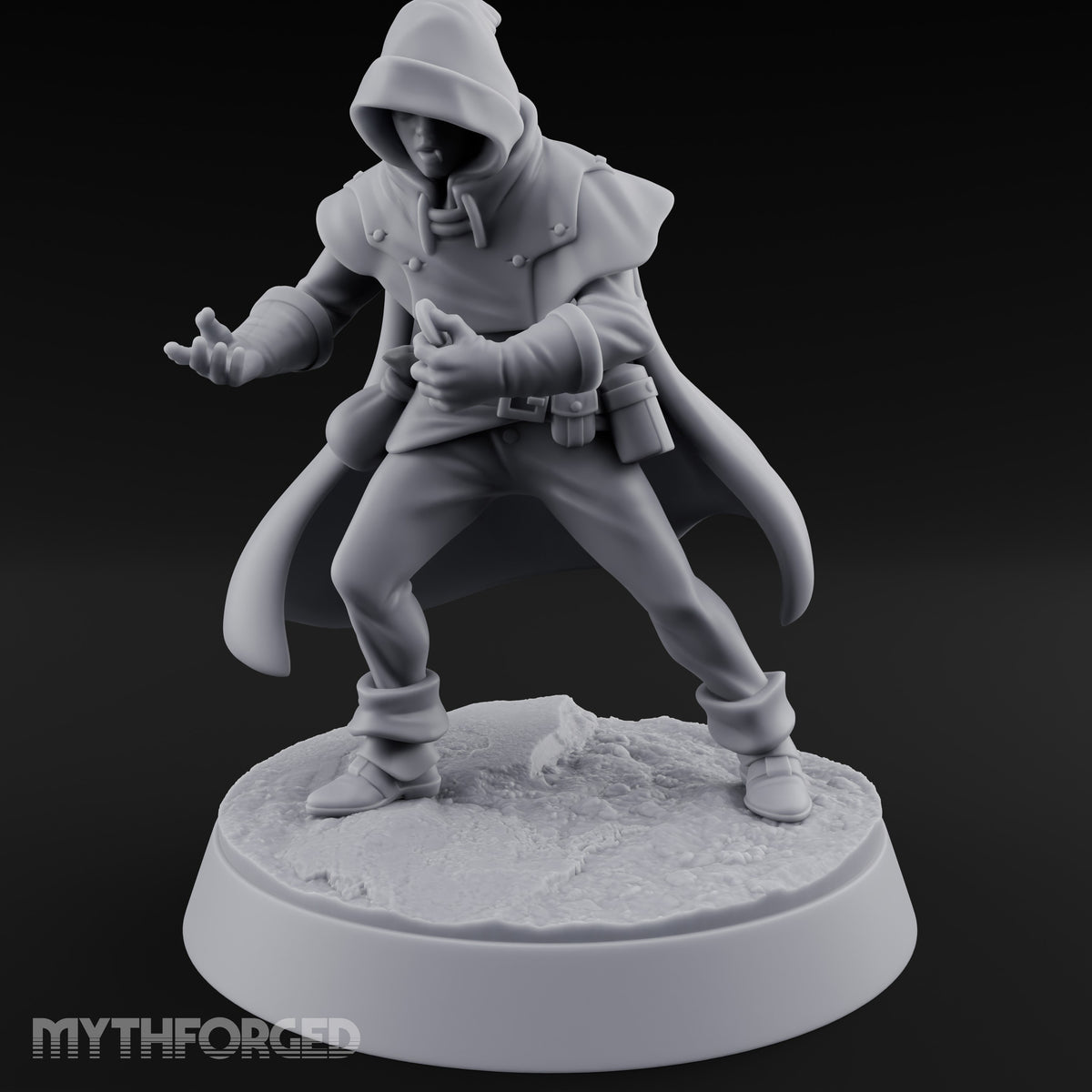 Claw Reaching Crouching Human Rogue Miniature for Dungeons and Dragons, Pathfinder or other TTRPGs