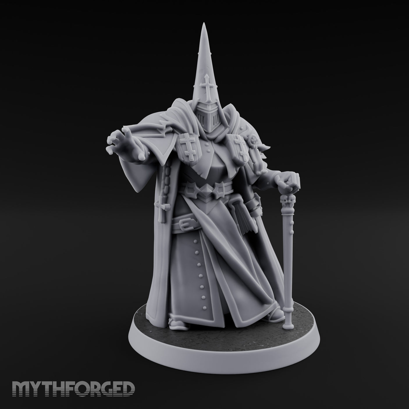 Claw Reaching Staff Planting Human Witchburner Miniature for Dungeons and Dragons, Pathfinder or other TTRPGs