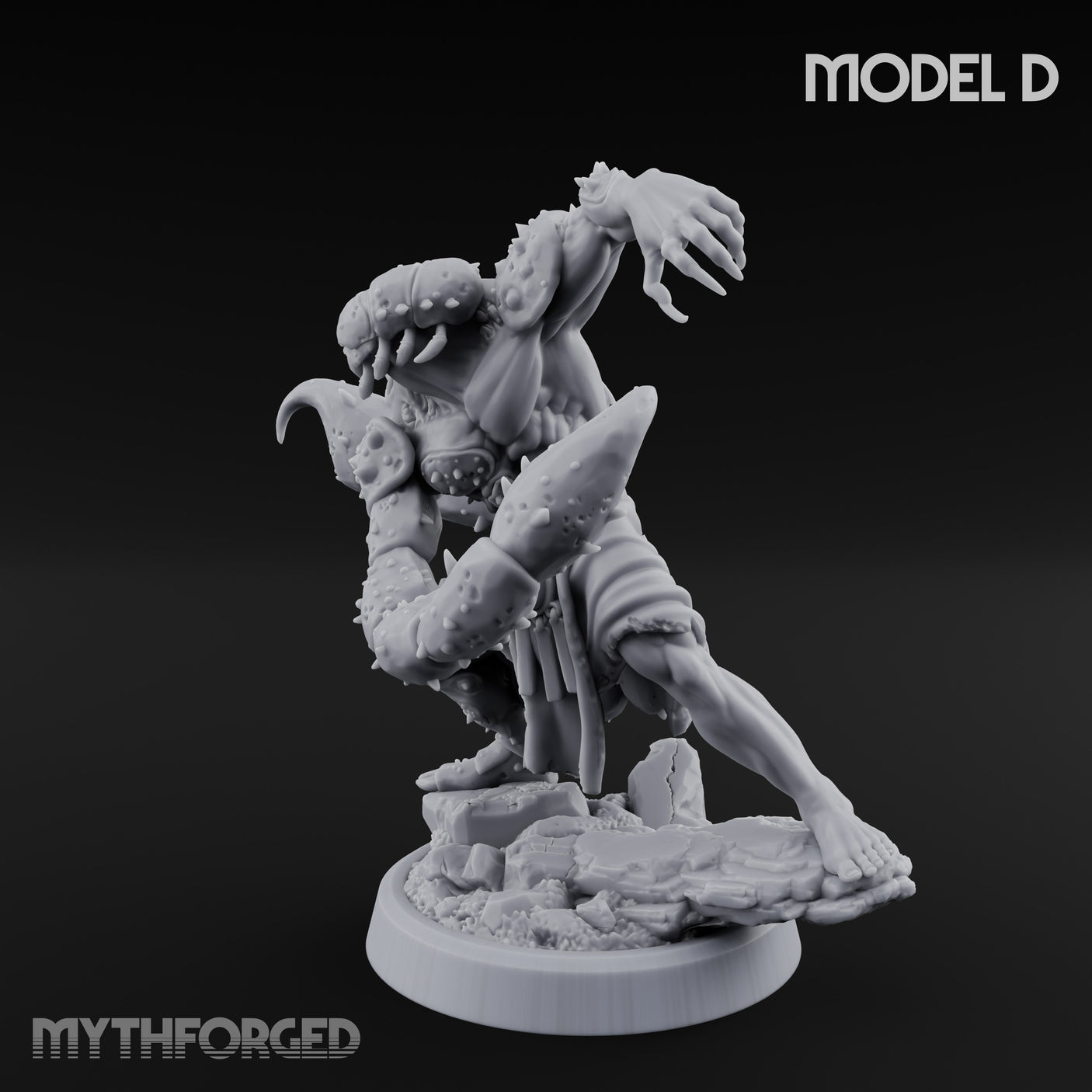 Claw Snapping Lunging Tlincalli D Miniature for Dungeons and Dragons, Pathfinder or other TTRPGs