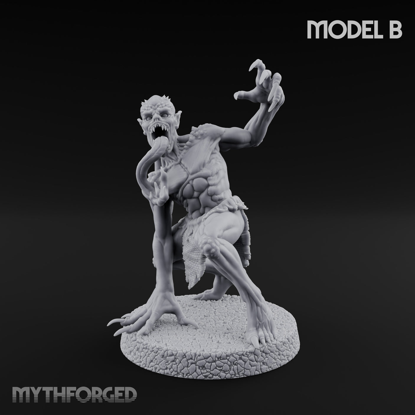 Clawing Ravenously Ghoul B Miniature for Dungeons and Dragons, Pathfinder or other TTRPGs