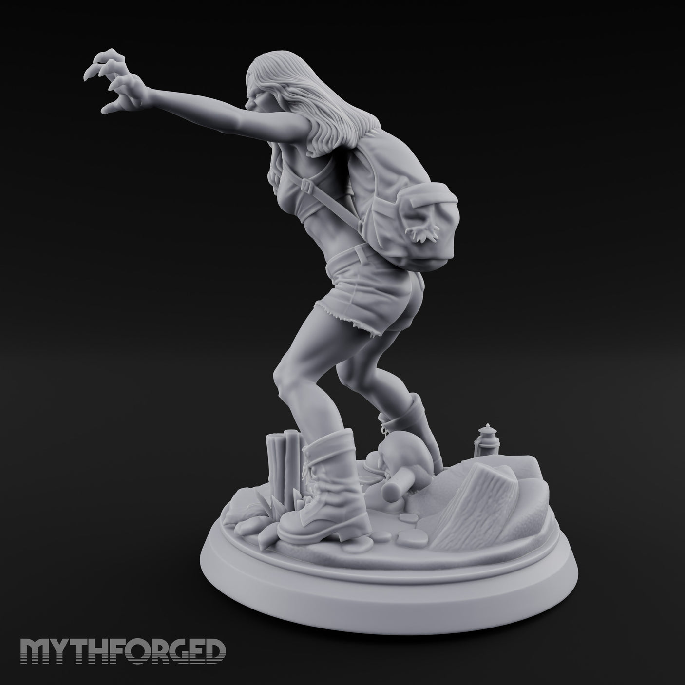 Clawing Screaming Zombie Survivor Miniature for Dungeons and Dragons, Pathfinder or other TTRPGs