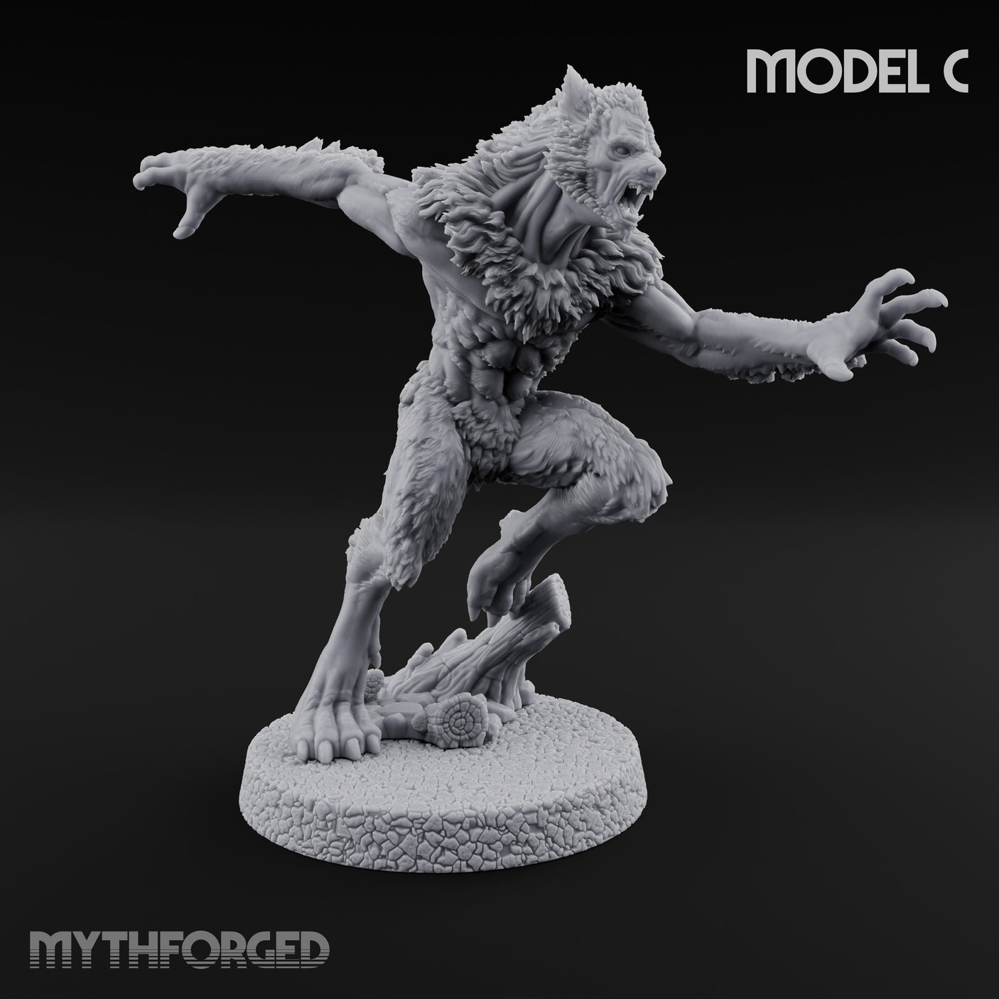 Claws Swiping Werewolf C Miniature for Dungeons and Dragons, Pathfinder or other TTRPGs