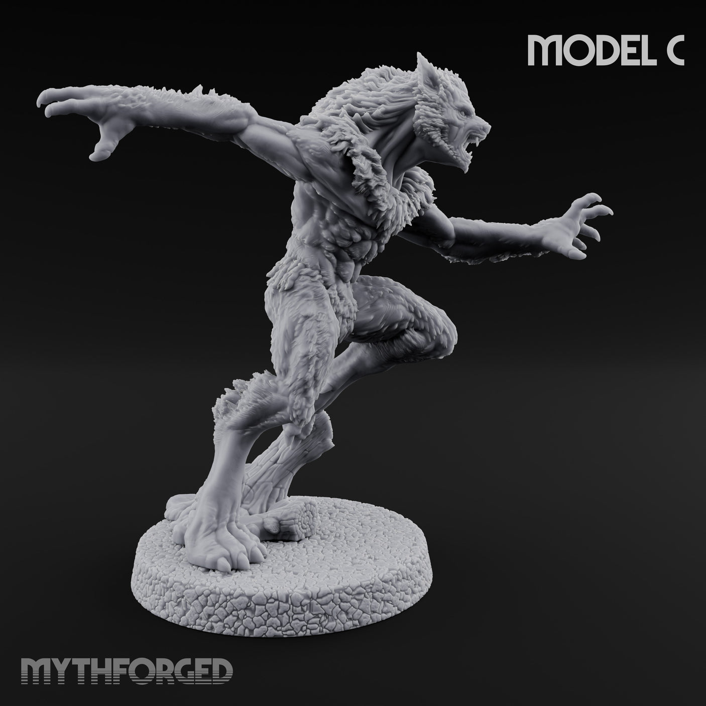 Claws Swiping Werewolf Pack Miniature for Dungeons and Dragons, Pathfinder or other TTRPGs