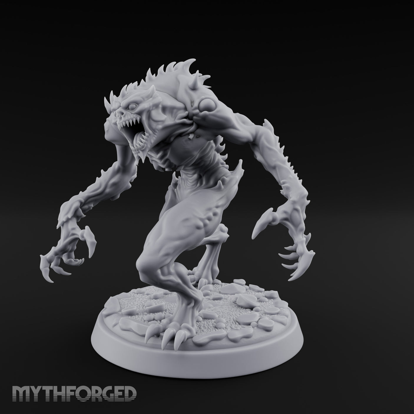 Claws Wide Snarling Zombie Hunter Miniature for Dungeons and Dragons, Pathfinder or other TTRPGs