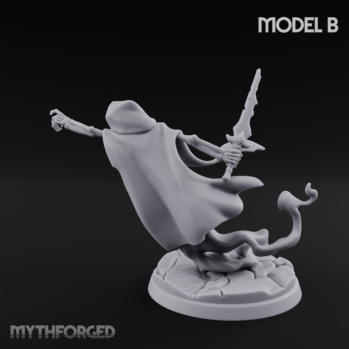 Cloak Billowing Blade Slashing Wraith Reaper B Miniature for Dungeons and Dragons, Pathfinder or other TTRPGs