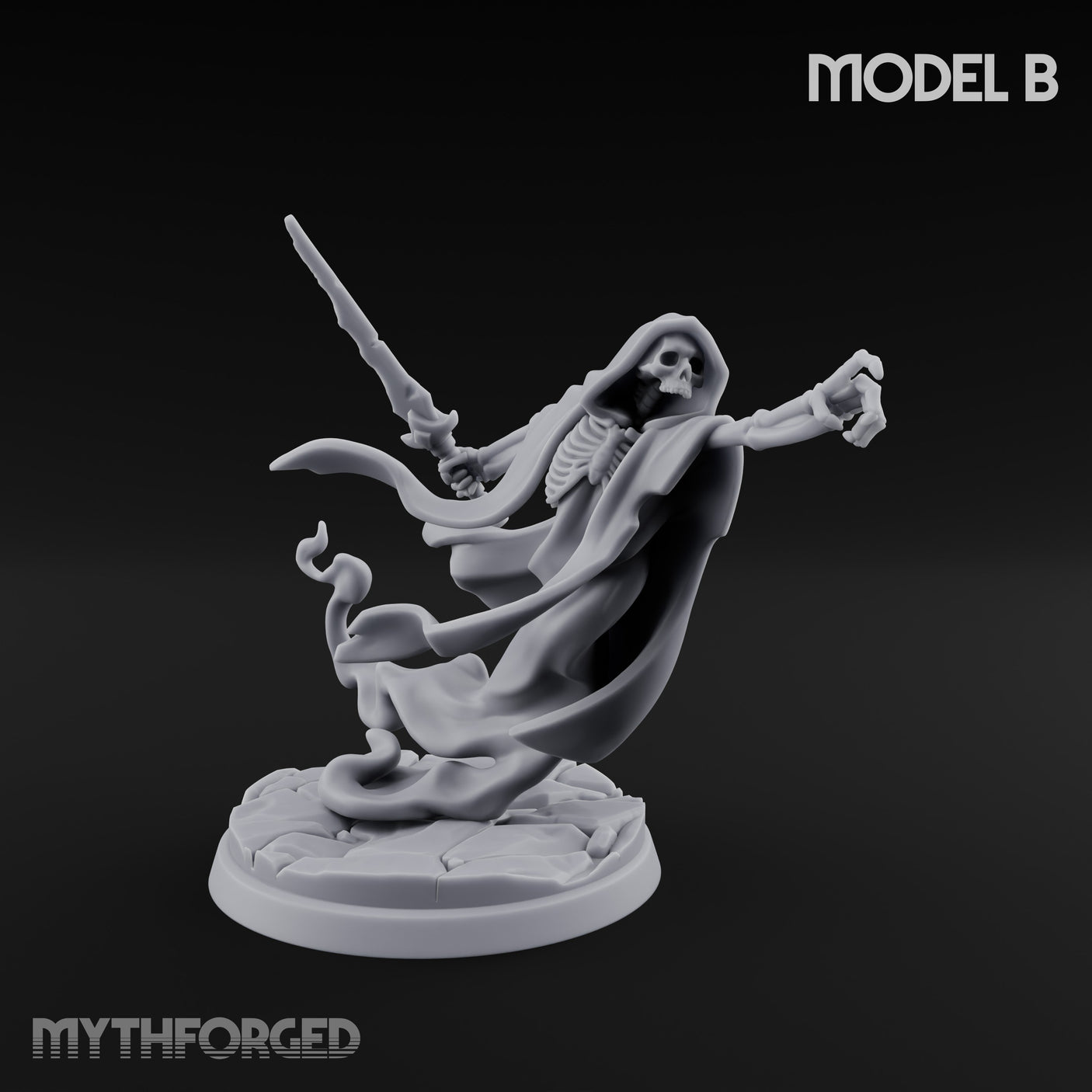 Cloak Billowing Blade Slashing Wraith Reaper B Miniature for Dungeons and Dragons, Pathfinder or other TTRPGs