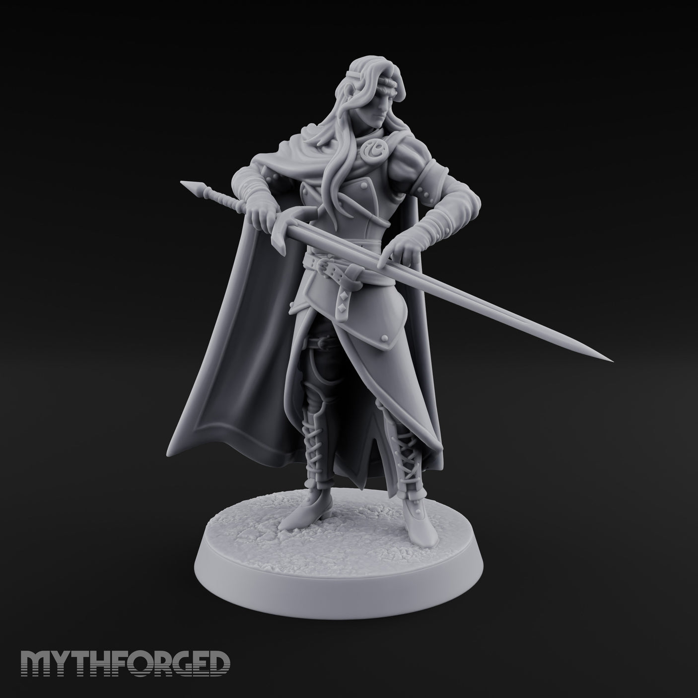 Cloak Sweeping Long Blade Human Warlock Miniature for Dungeons and Dragons, Pathfinder or other TTRPGs