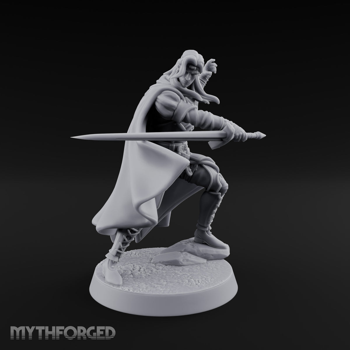 Cloak Sweeping Long Blade Human Warlock Miniature for Dungeons and Dragons, Pathfinder or other TTRPGs